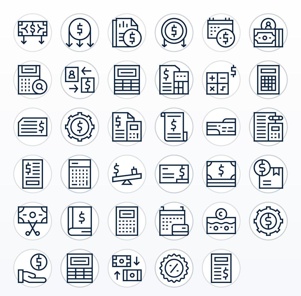 35 Regular Line Icons designed for Expense in High Resolution Pixel Optimized format vector