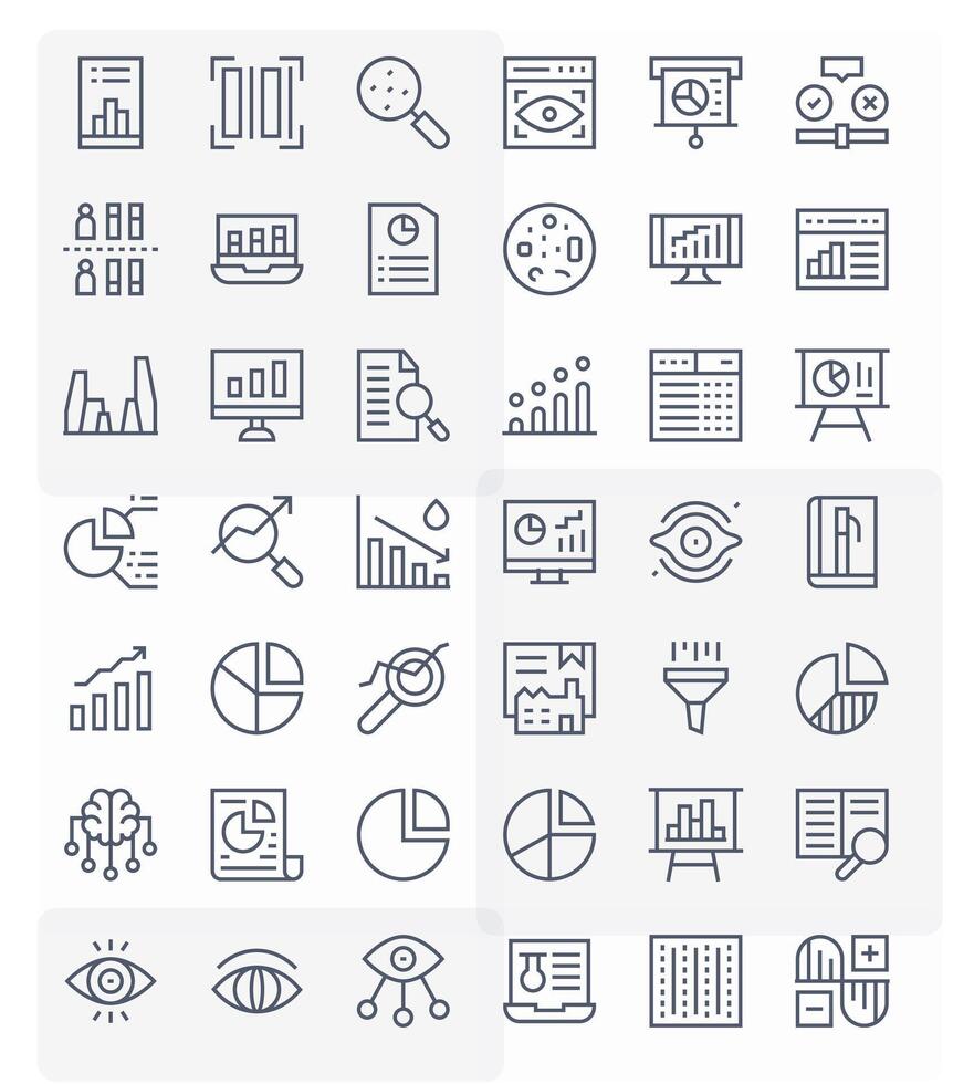 datos análisis icono caja de herramientas presentando 42 monitor Perfecto 128x128 regular línea elementos vector