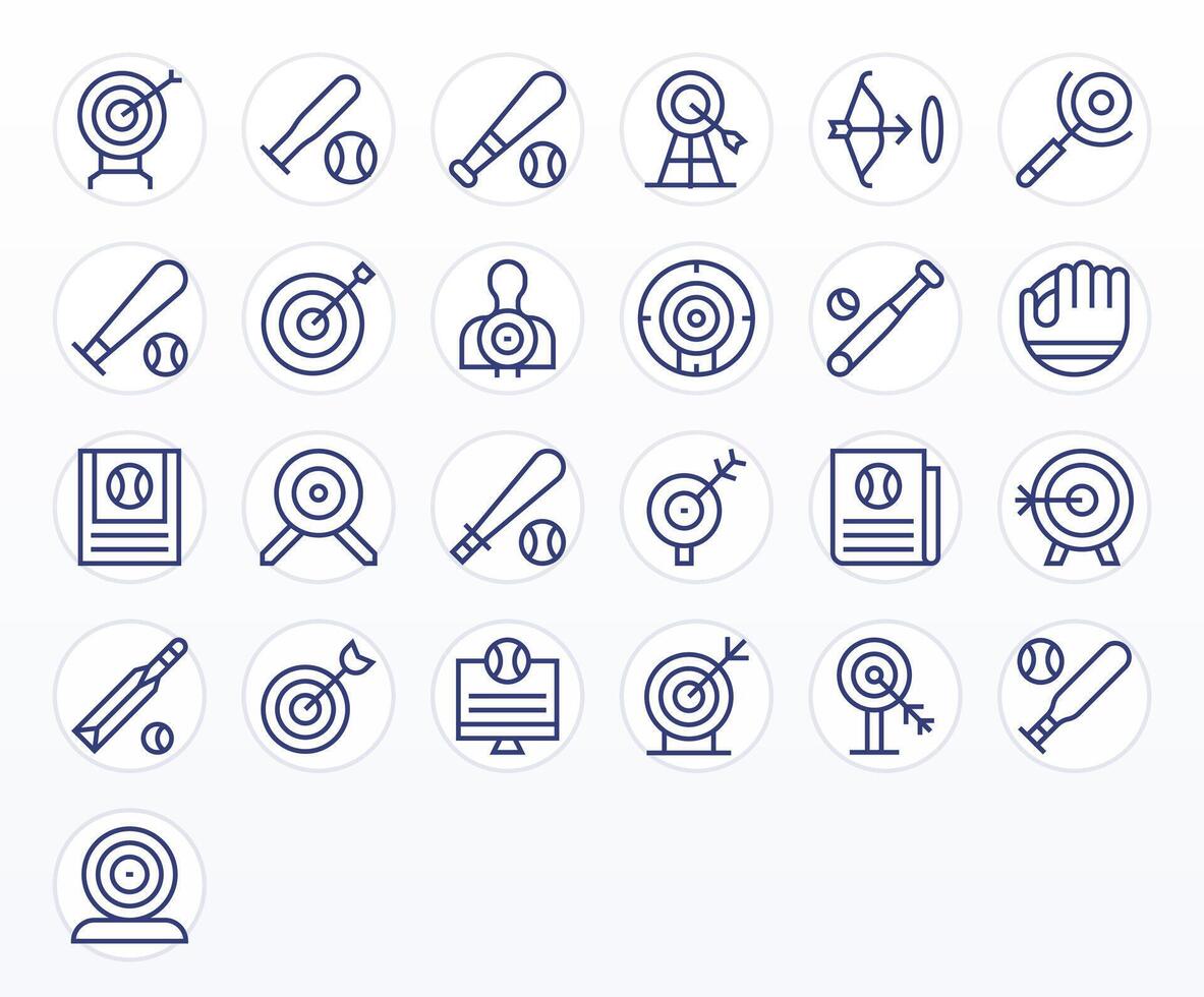 25 Pixel Aligned Regular Line Icons designed for Hitting Interface vector