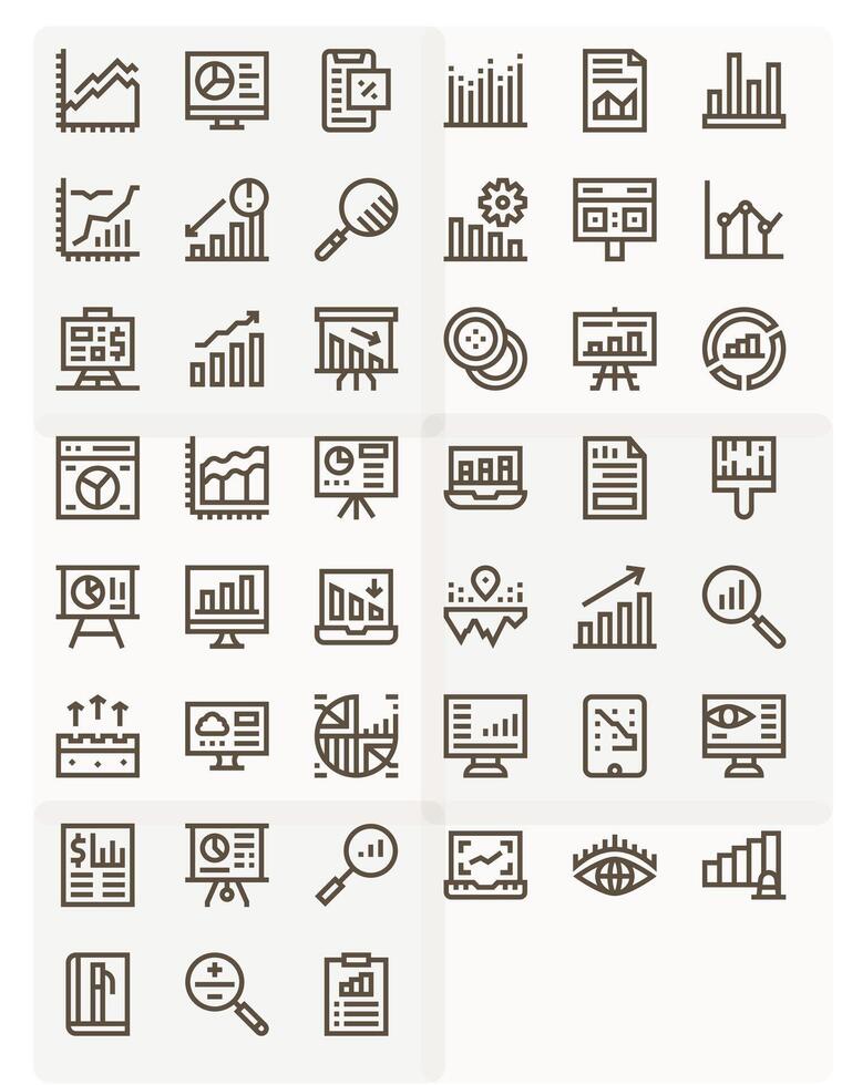 45 64x64 Bold Line Icons optimized for Statistics Editable display vector