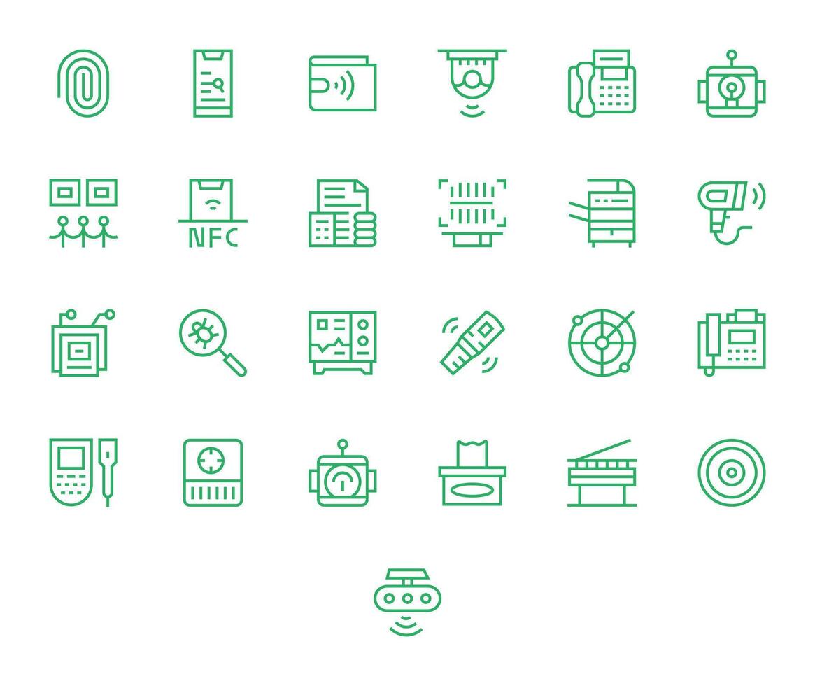Scanning Icon Toolkit featuring 25 Display Perfect High Resolution Regular Line elements vector