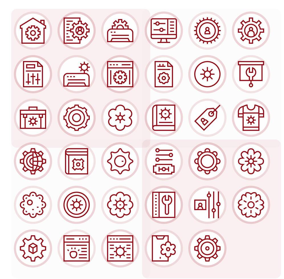 Customization Icon Library with 35 Regular Line 64x64 Pixel Aligned Designs vector