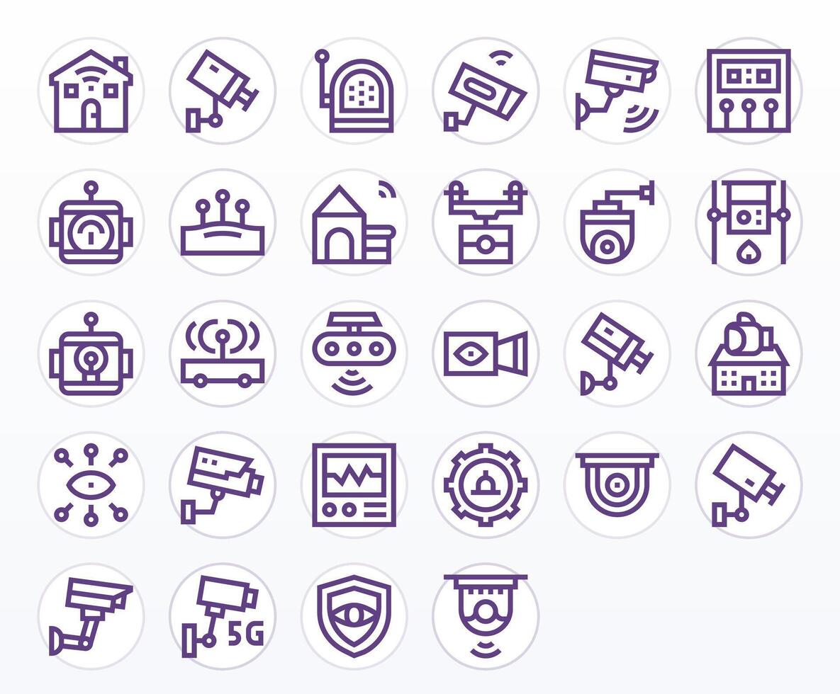 Monitoring System Design Icons featuring 28 Pixel Aligned Bold Line Style vector