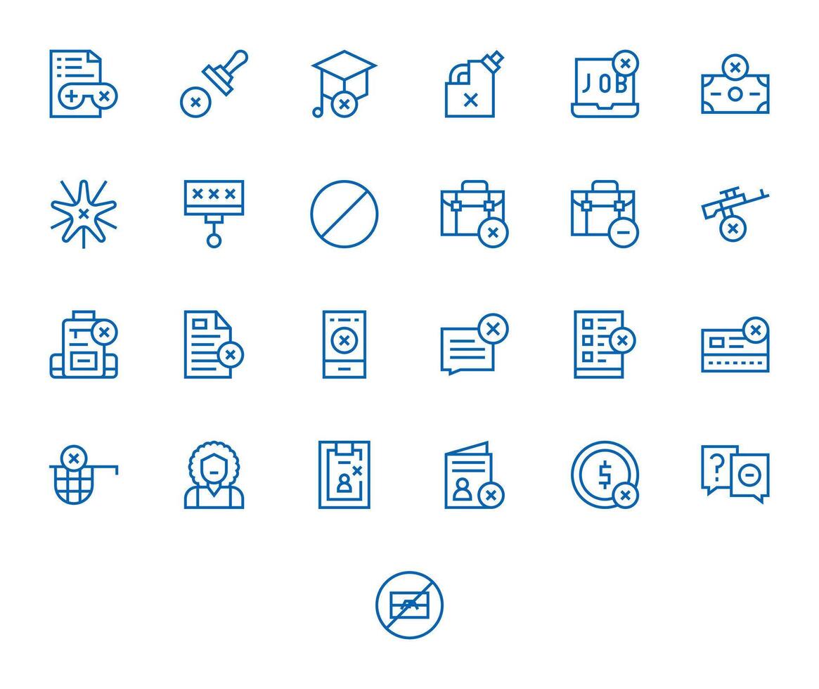 25 Icons for Denied optimized in Editable 256x256 Regular Line resolution vector