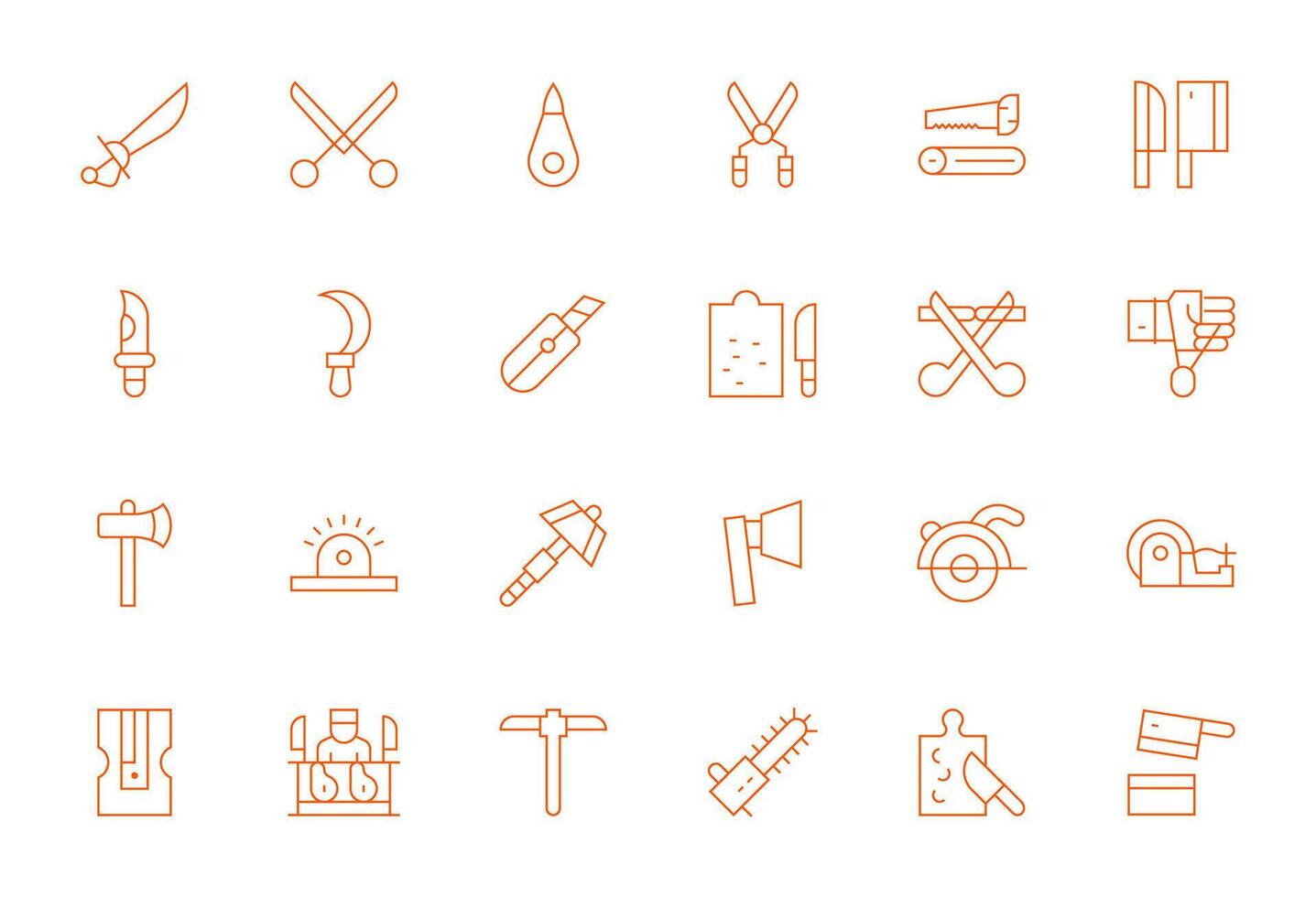 Cutting Icon Repository containing 24 Thin Line 128x128 Display Perfect graphics vector