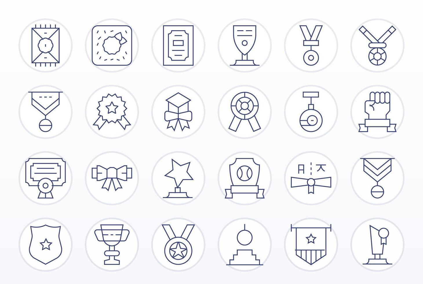 24 Icons for Merit optimized in PIXEL Perfect 128x128 Thin Line resolution vector