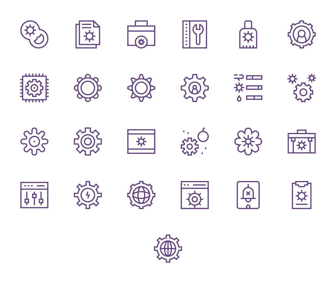 25 Icons for System Settings optimized in Grid Fitted 128x128 Regular Line resolution vector