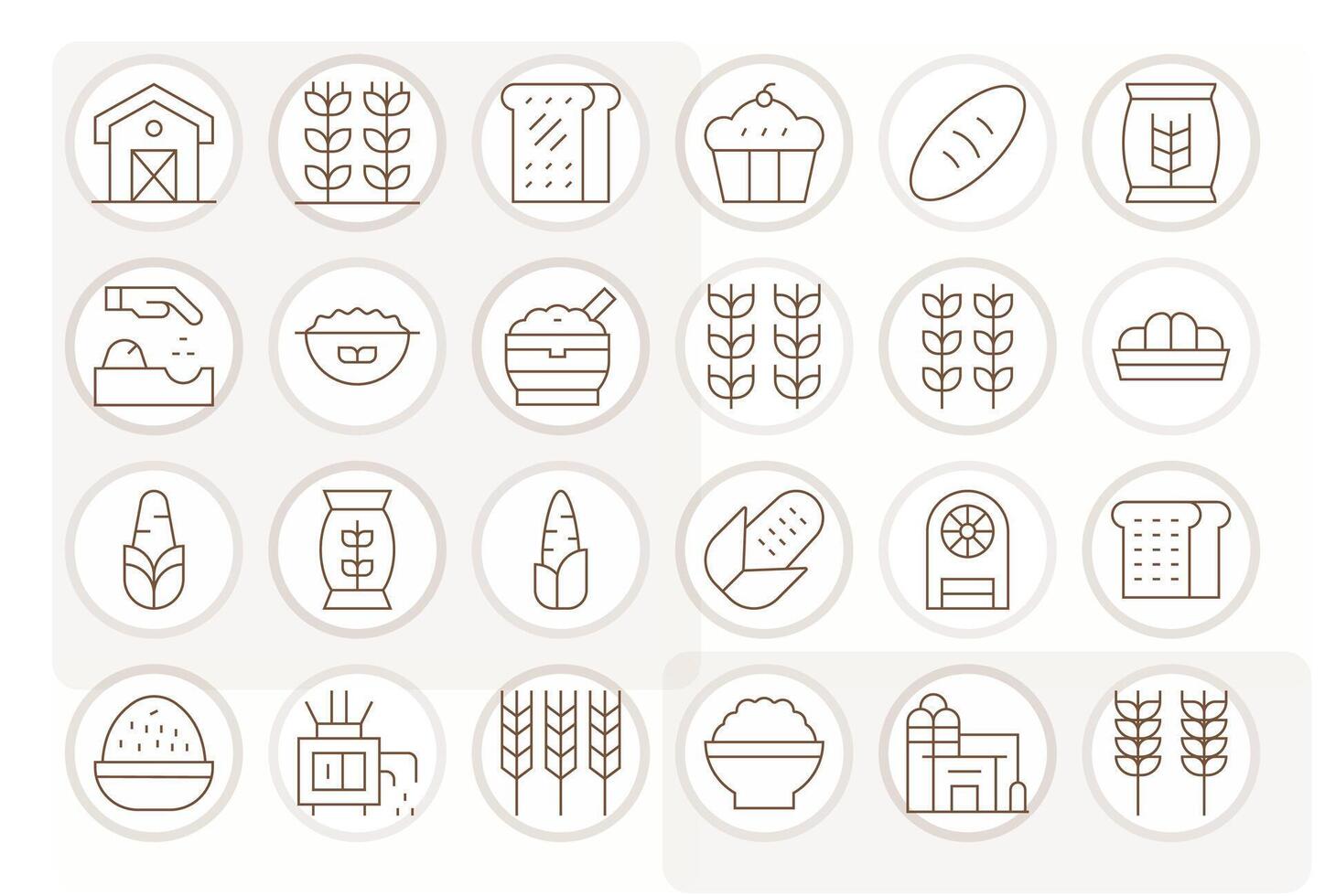 Grain Icon Repository containing 24 Thin Line 128x128 Editable graphics vector
