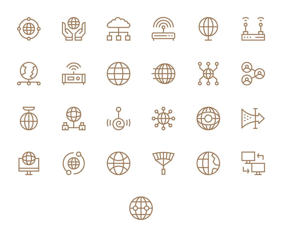 Network Connection Graphics featuring 25 Regular Line PIXEL Perfect High Resolution Designs vector