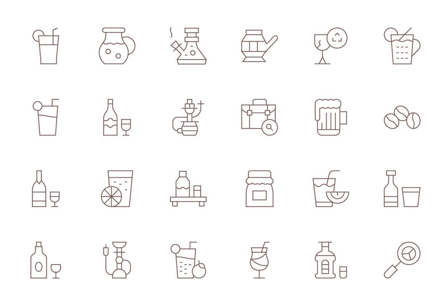 24 256x256 Thin Line Icons optimized for Glass Grid Fitted display vector