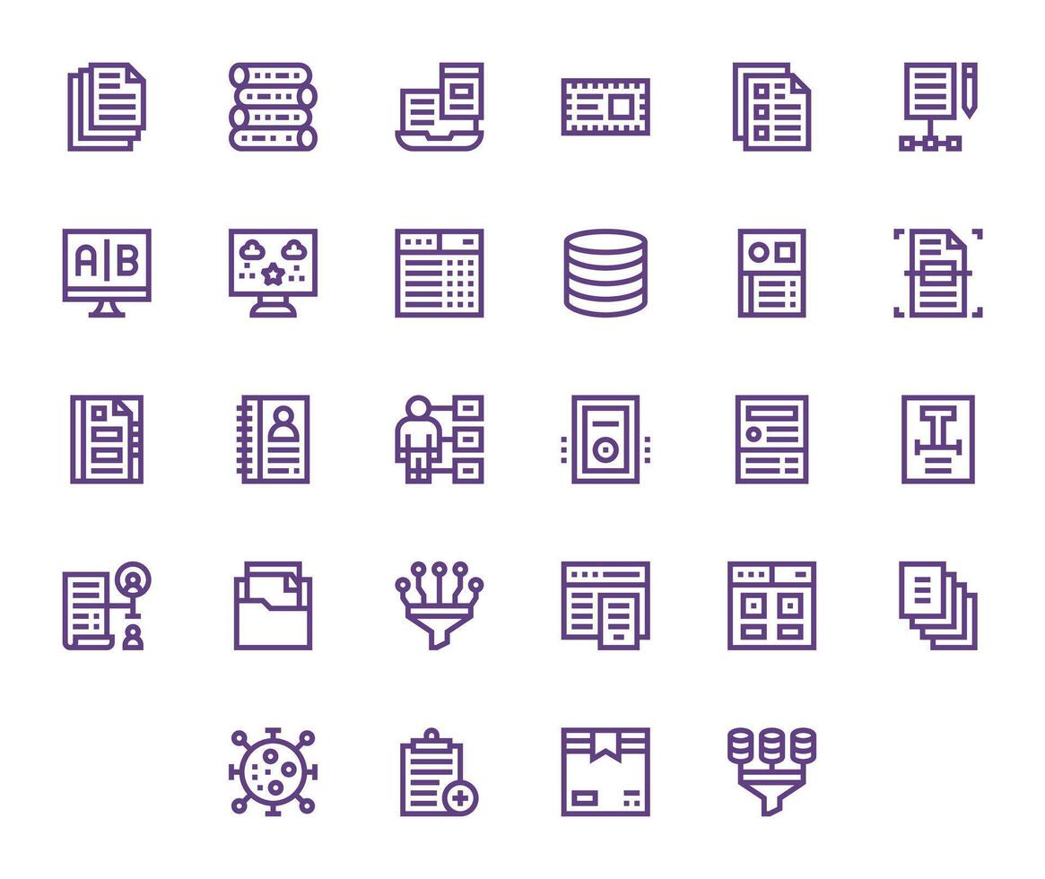 28 256x256 Icons for Information Management in Display Perfect Bold Line Format vector