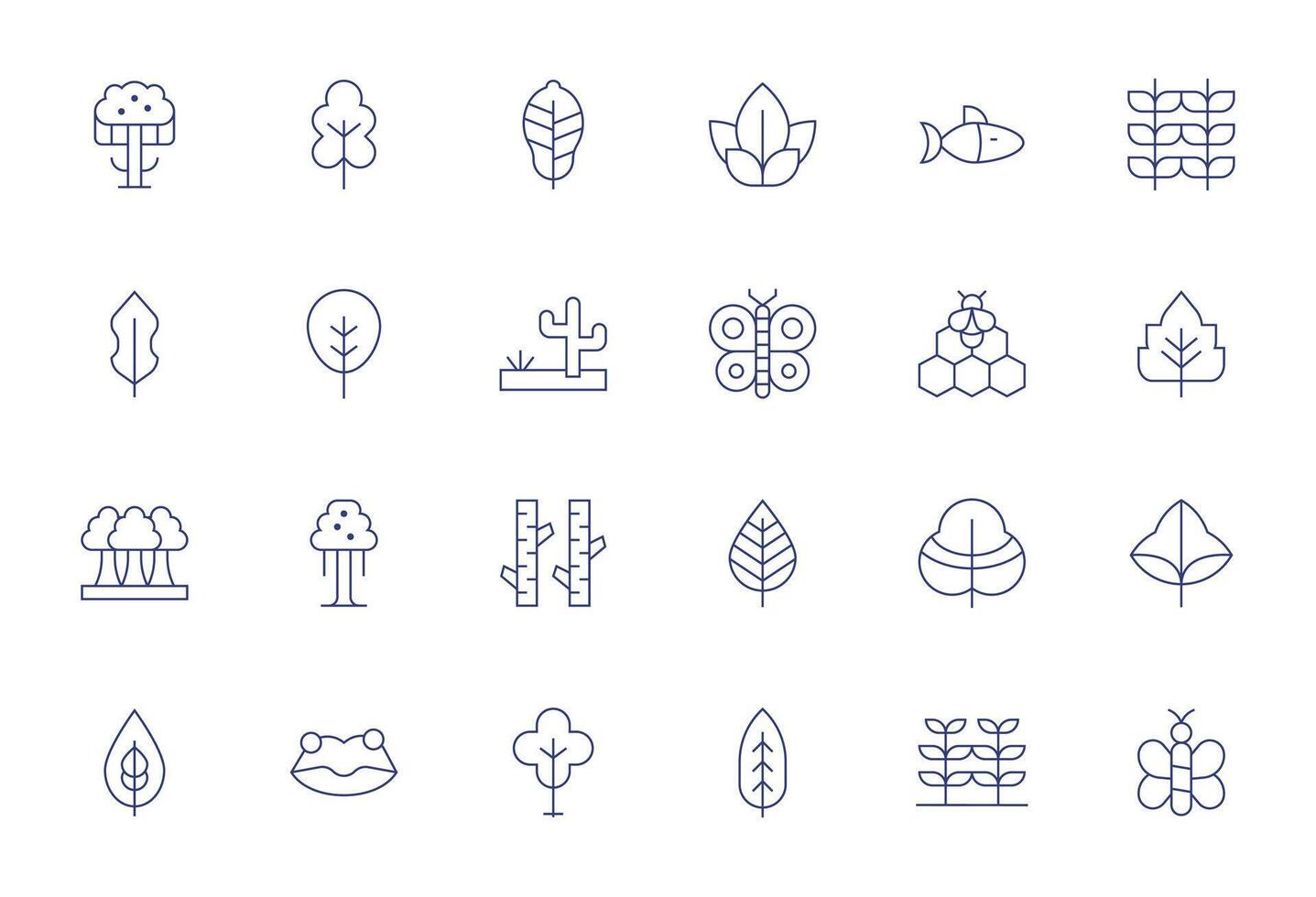 24 High Resolution Icons for Ecosystem in Pixel Aligned Thin Line Format vector