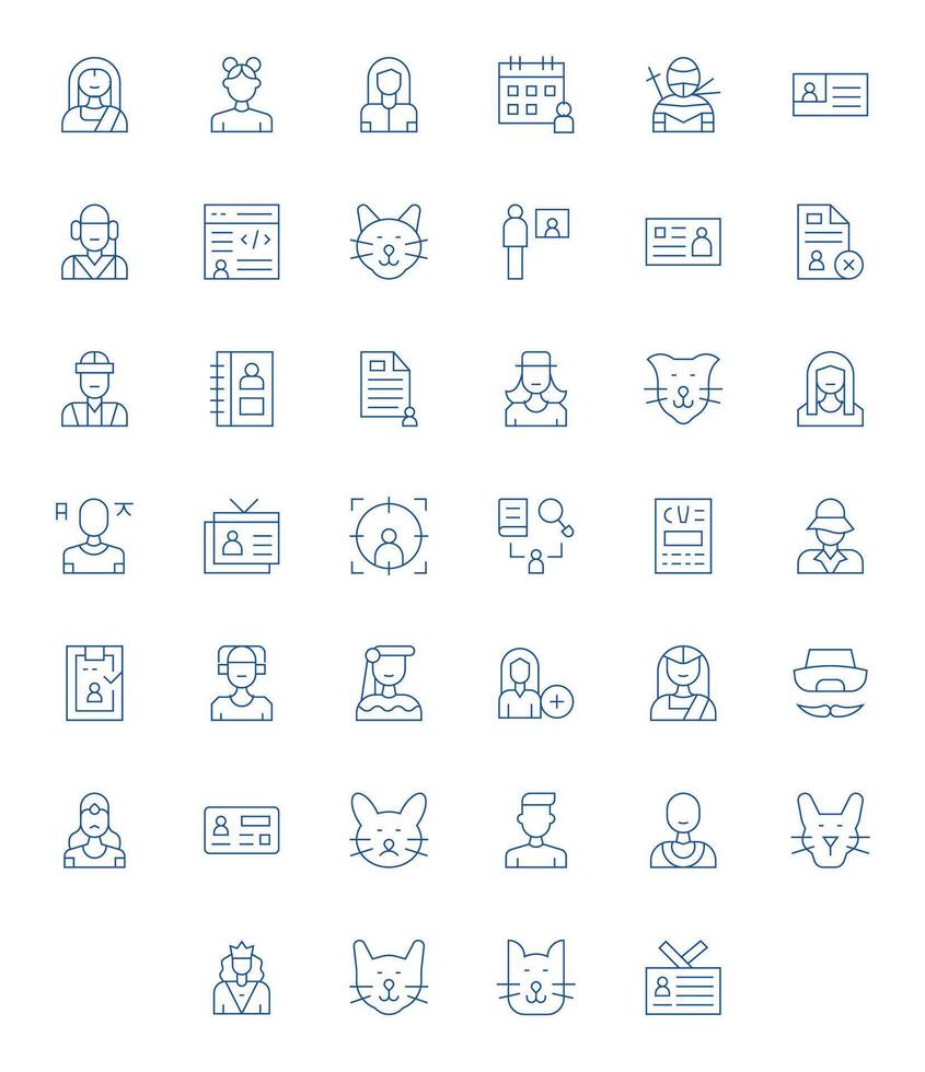 40 Thin Line Pixel Optimized Icons crafted for Profile 64x64 applications vector