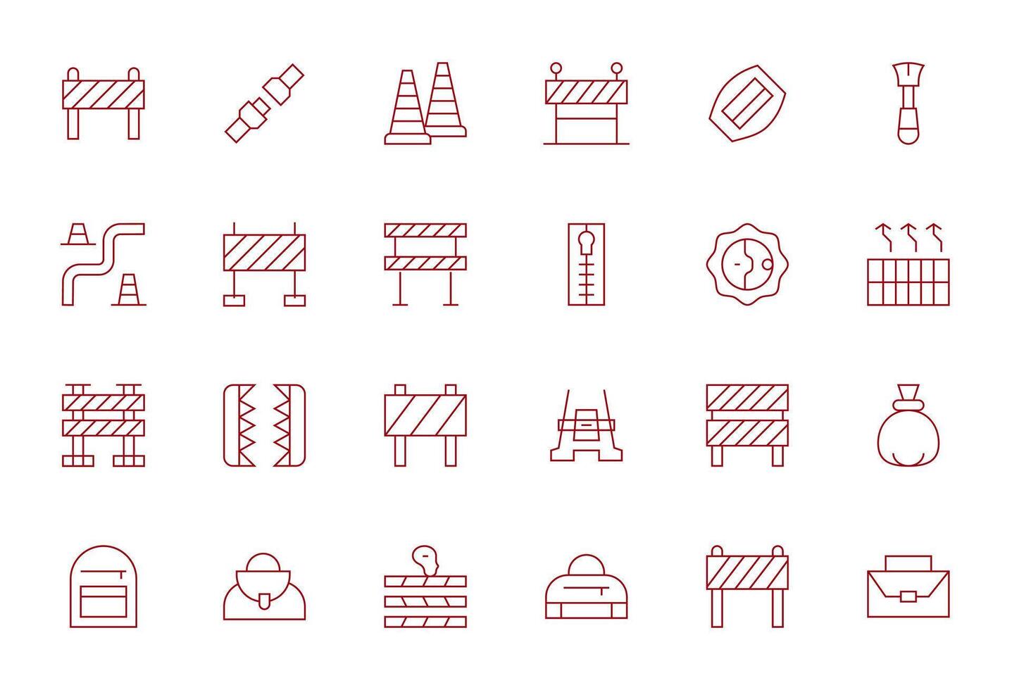 24 128x128 Thin Line Icons for Closure with PIXEL Perfect precision vector
