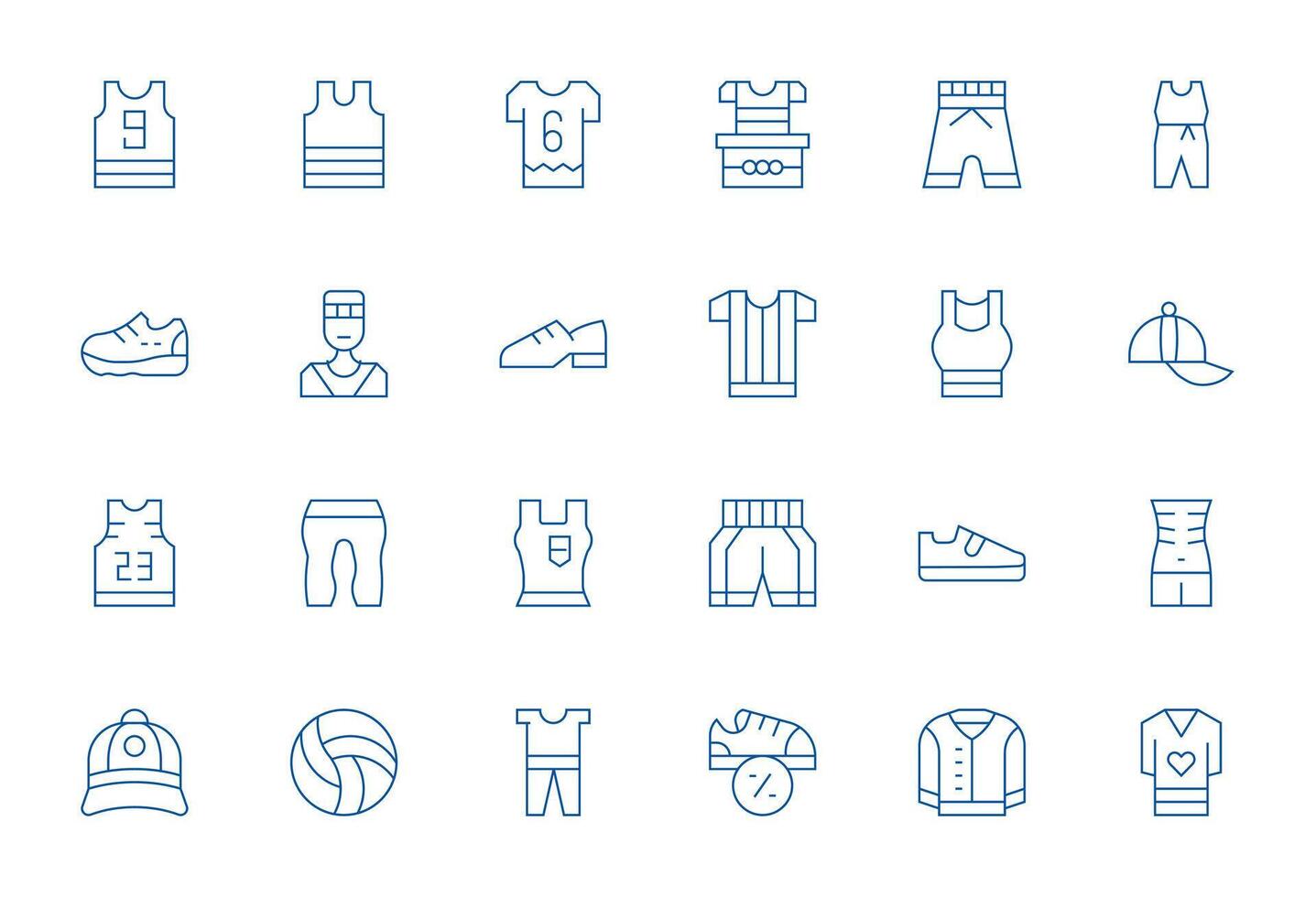 24 256x256 Thin Line Icons optimized for Sportswear Pixel Optimized display vector