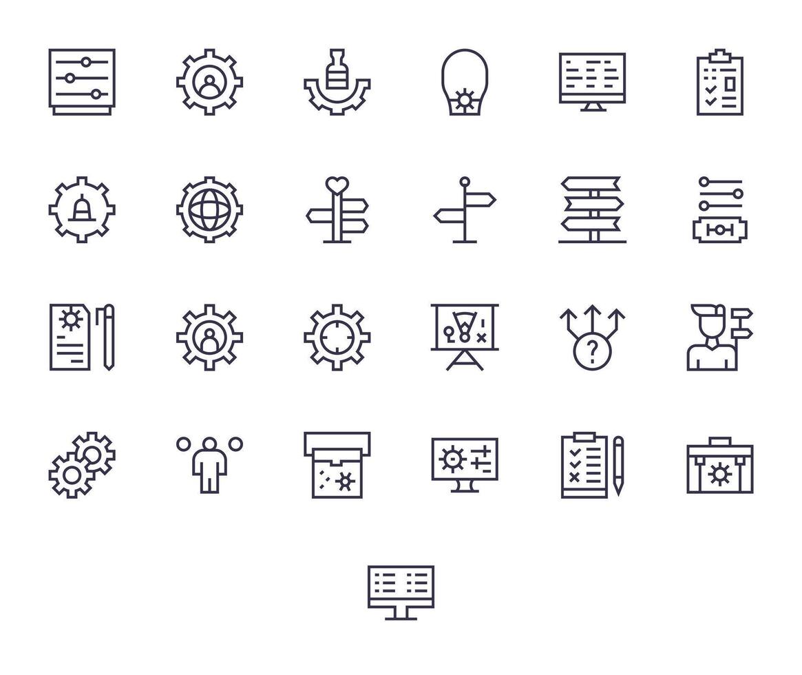 Options Complete Package with 25 Retina Ready Regular Line Grid Fitted Icons vector
