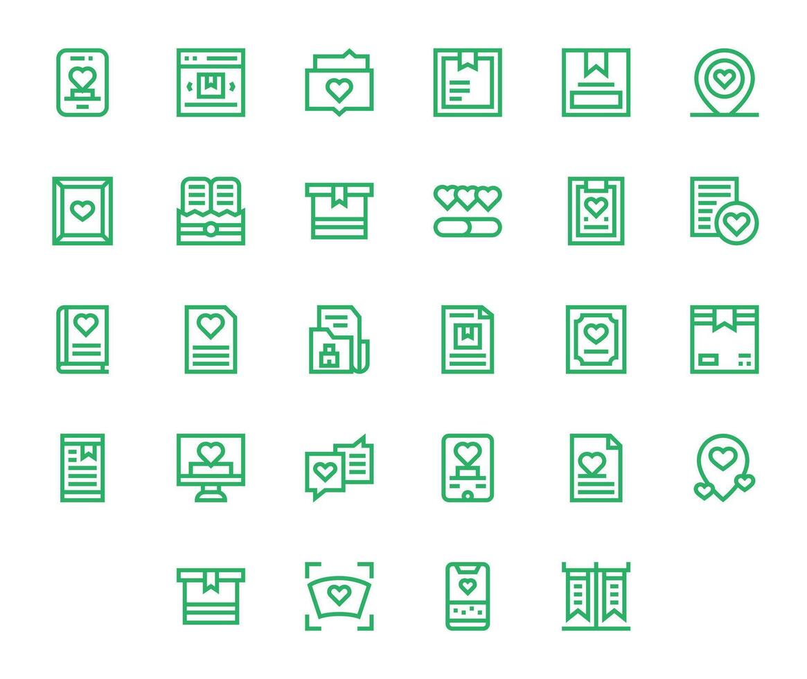 Saved Exclusive Set featuring 28 Bold Line Pixel Optimized High Resolution Icons vector