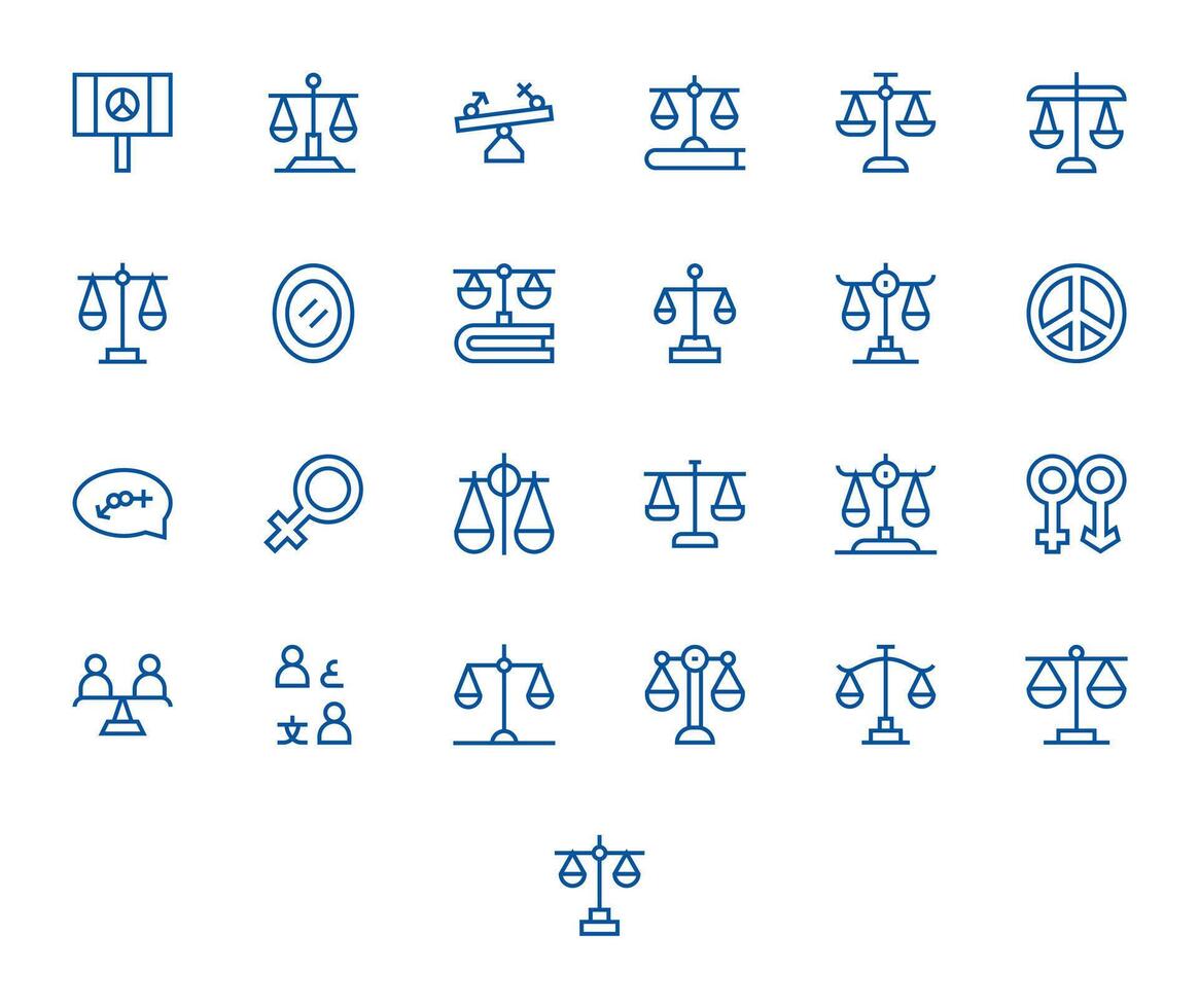 Equality Comprehensive Bundle with 25 Detail Enhanced Regular Line 128x128 Icons vector