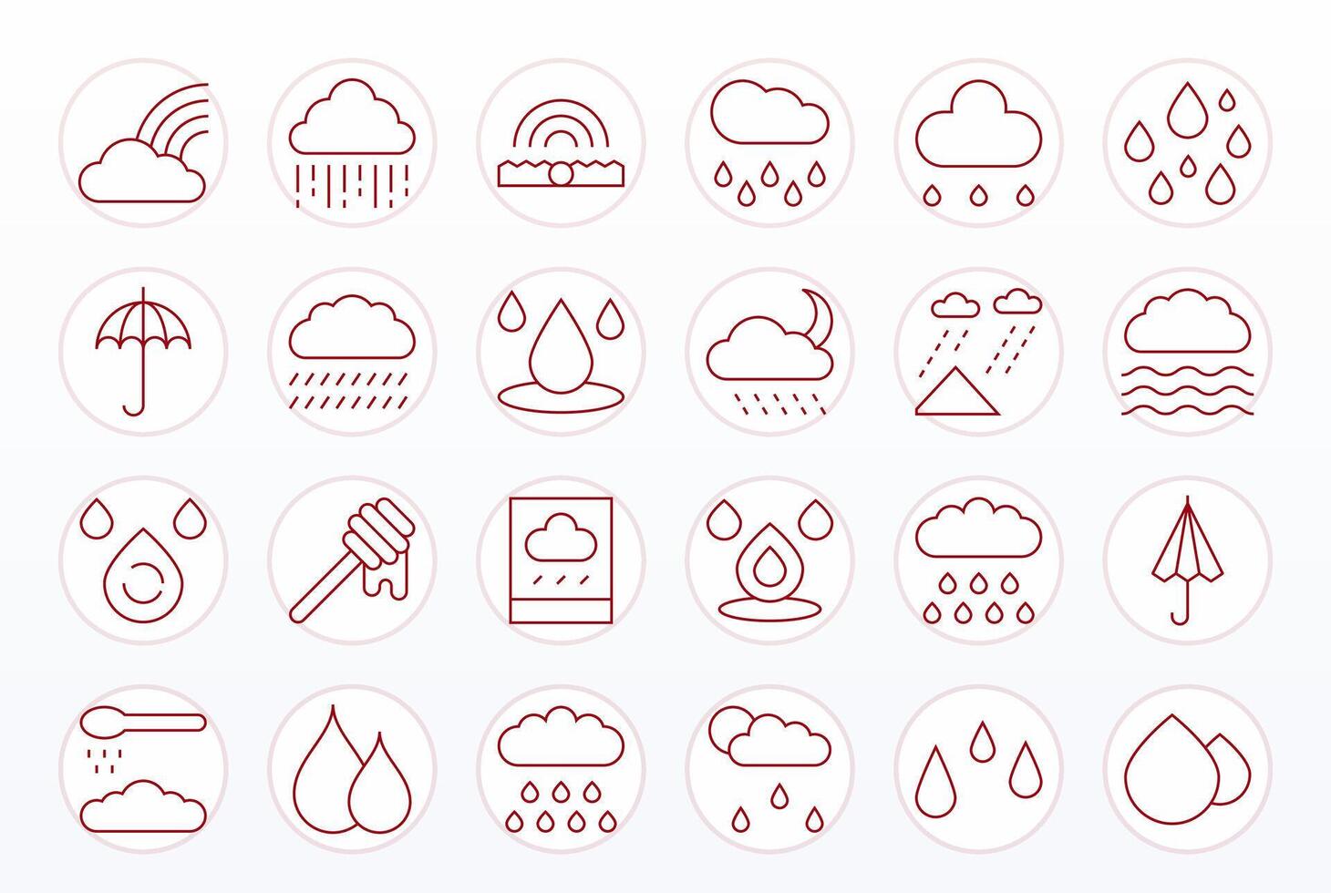 24 Thin Line Editable Icons tailored for Drizzle High Resolution interface vector