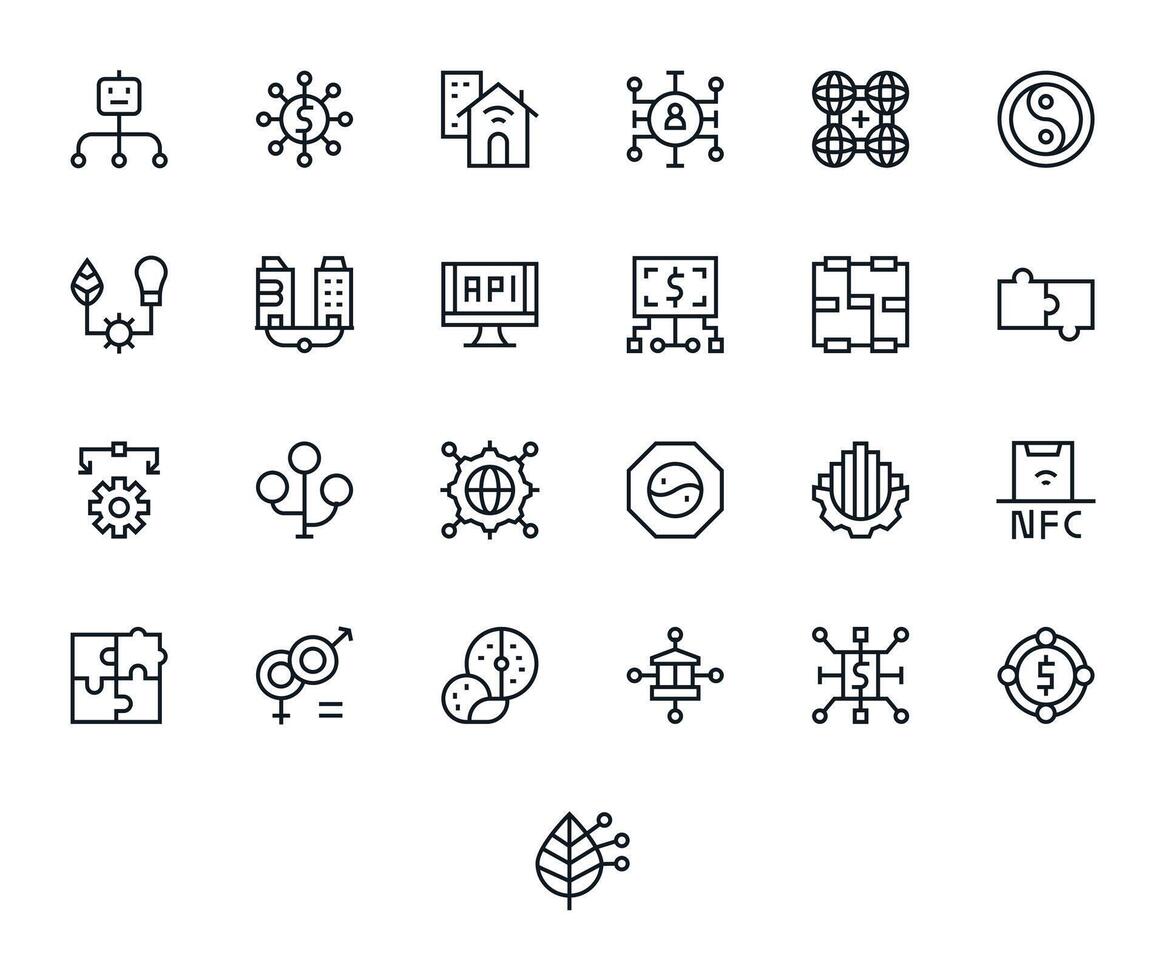 Integration Icon Toolkit featuring 25 Pixel Aligned 128x128 Regular Line elements vector