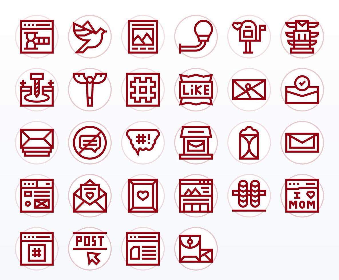 28 Bold Line Pixel Aligned Icons tailored for Post High Resolution interface vector