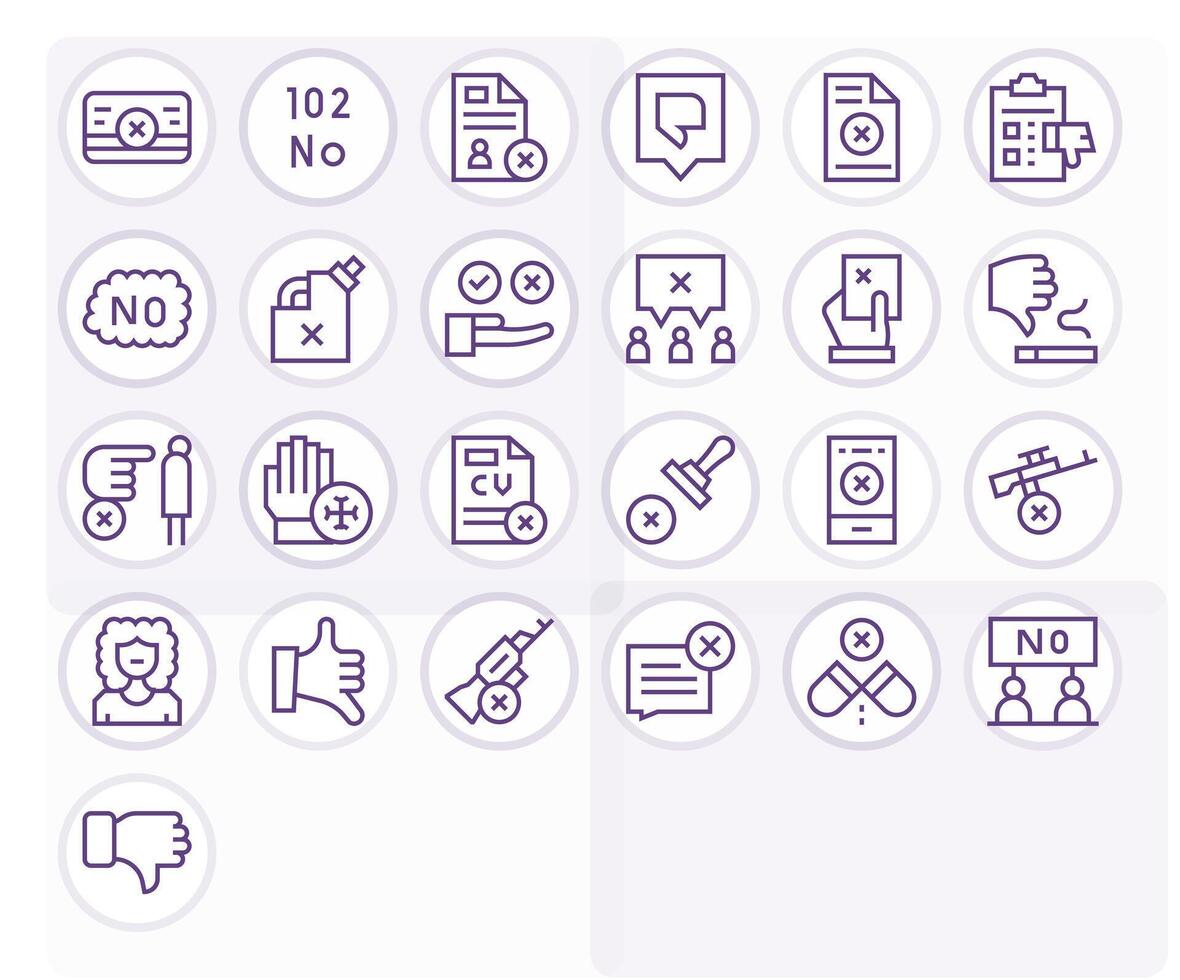 Refusal Icon Repository containing 25 Regular Line Retina Ready Pixel Optimized graphics vector