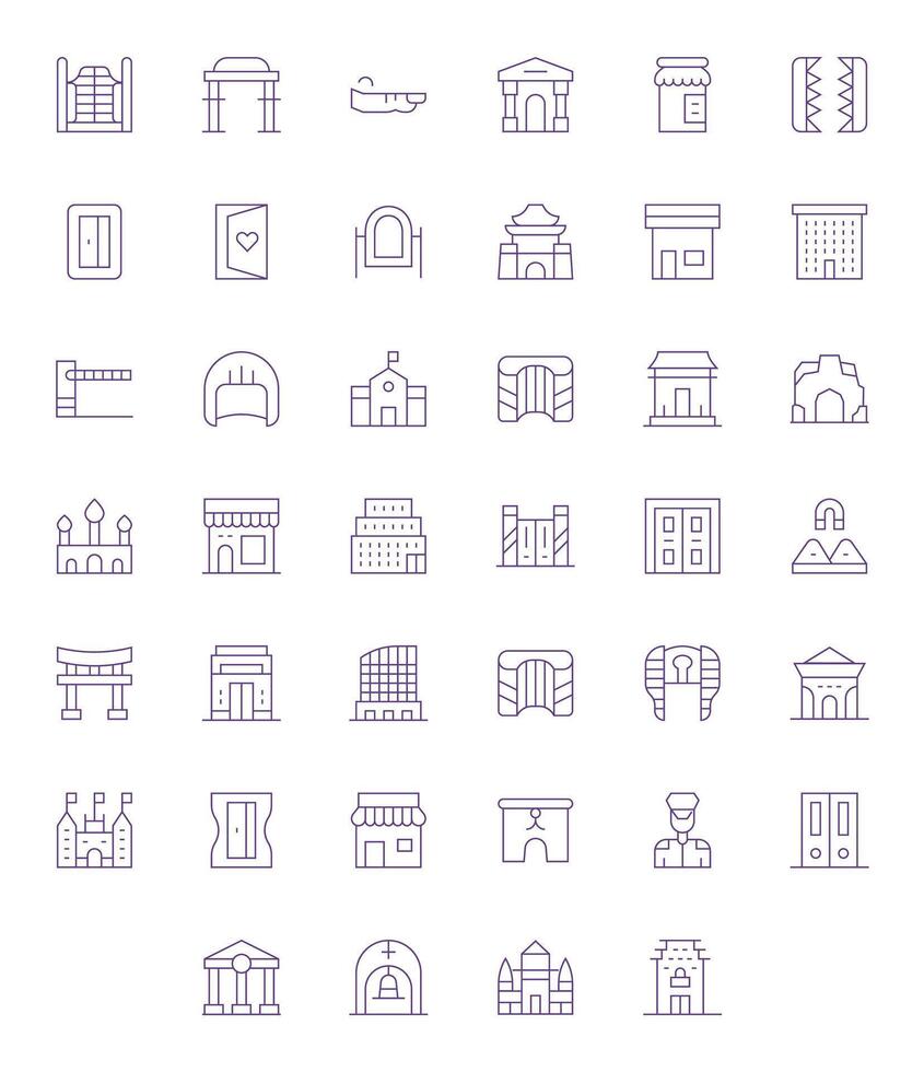 40 128x128 Thin Line Icons optimized for Entrance Display Perfect display vector