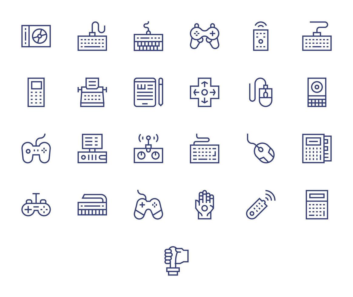 25 128x128 Regular Line Icons optimized for Input Device Grid Fitted display vector