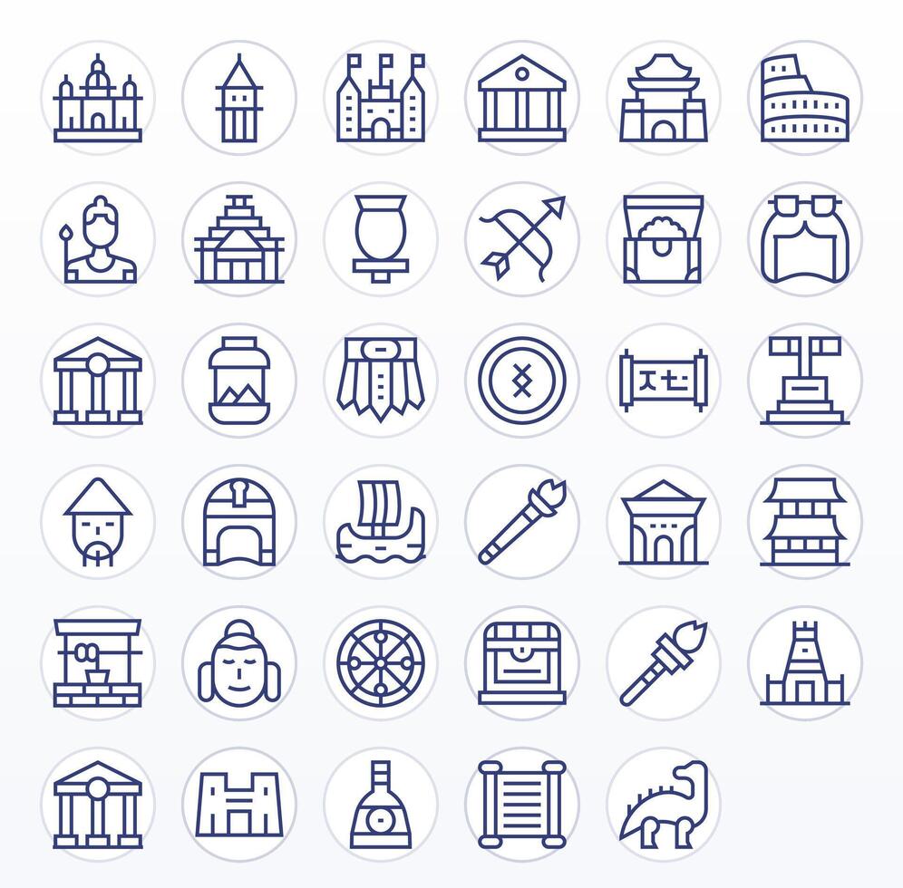 35 Regular Line Editable High Resolution Icons from Ancient Suite vector