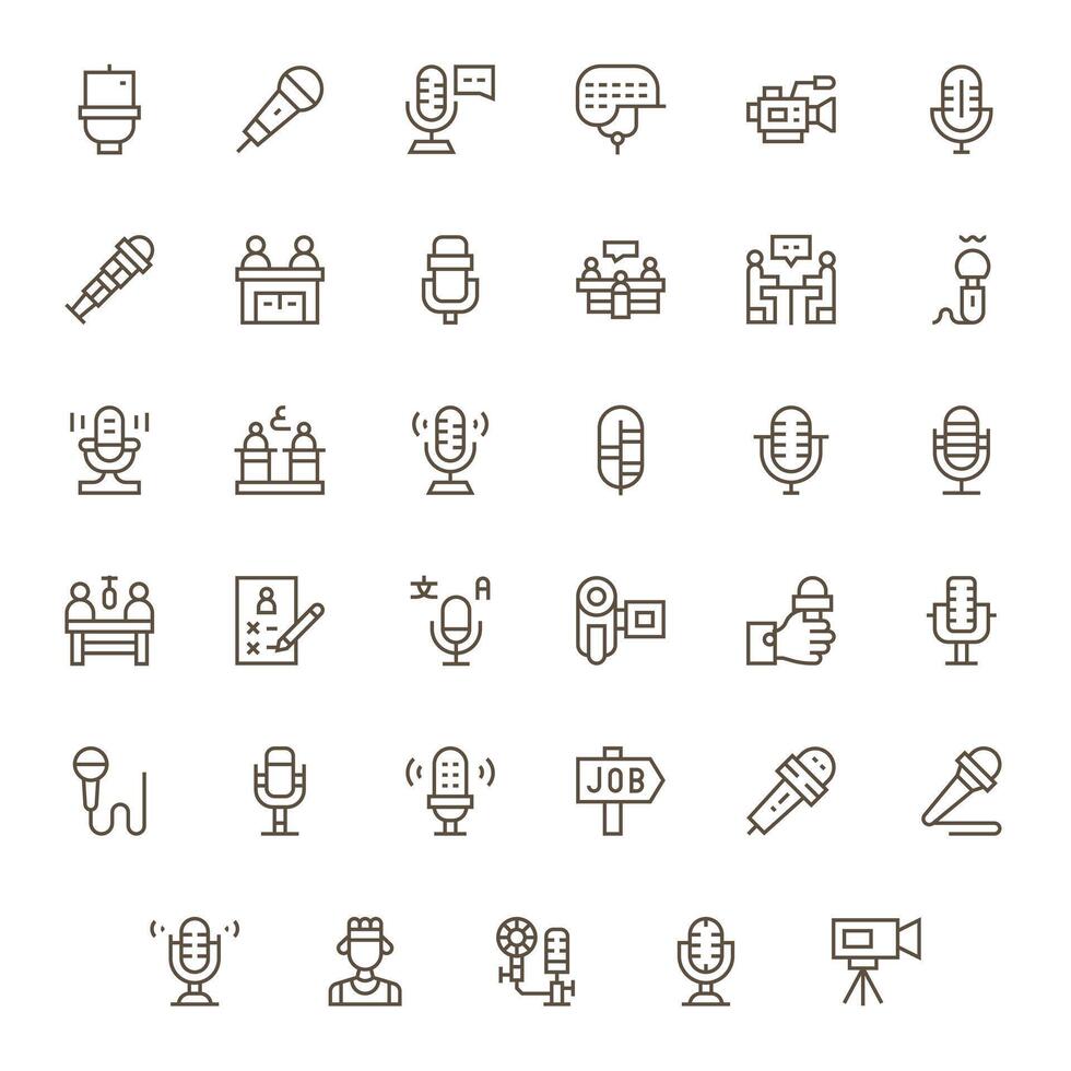 35 Regular Line Display Perfect 64x64 Icons from Interview Suite vector