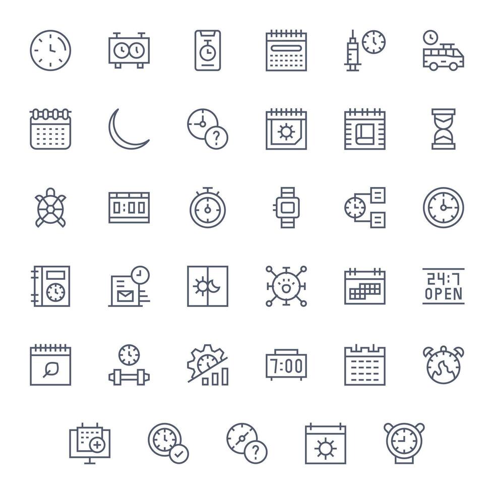 35 256x256 Regular Line Icons optimized for Time Display Perfect display vector