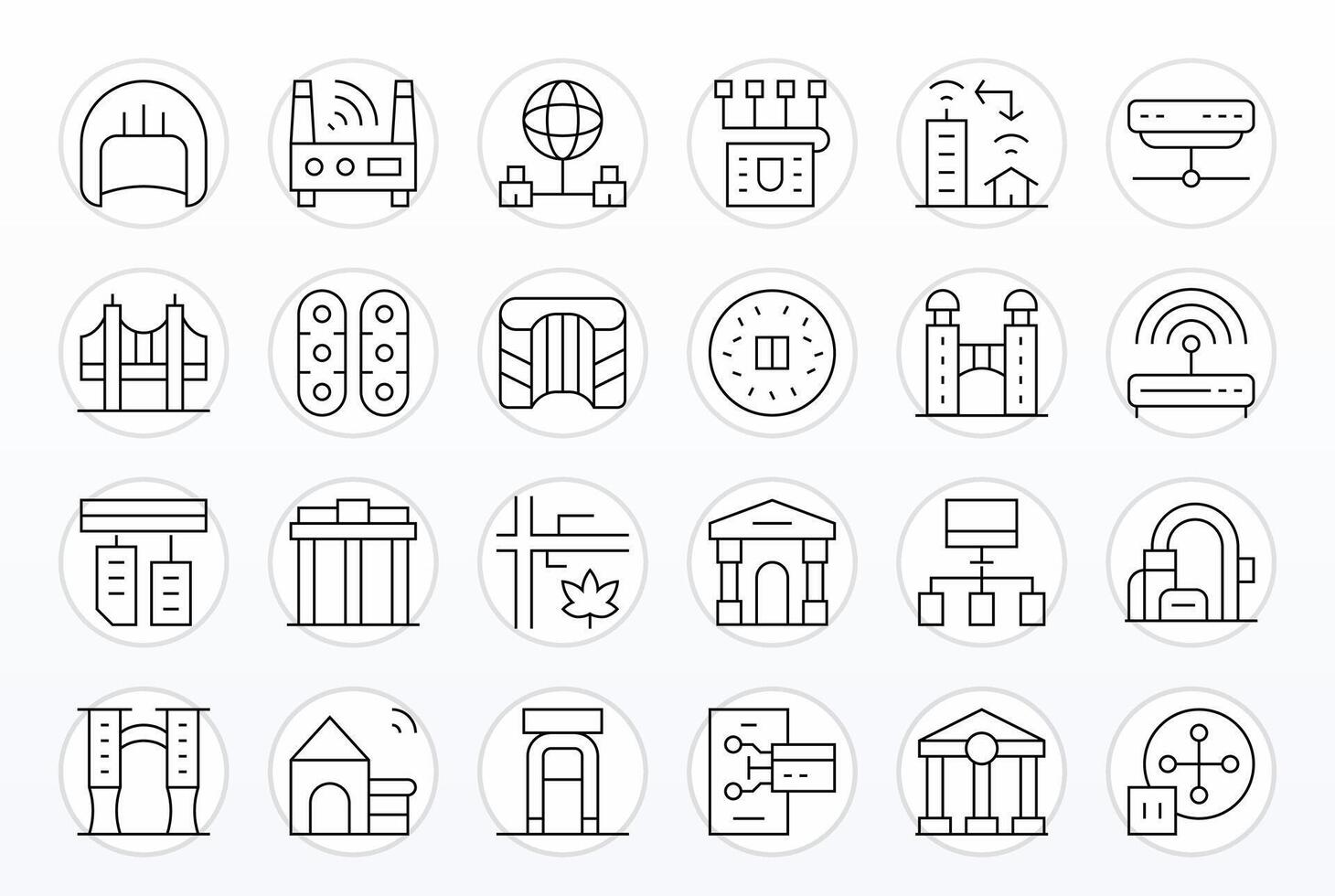Gateway Graphics Pack including 24 Thin Line 256x256 Pixel Aligned Icons vector