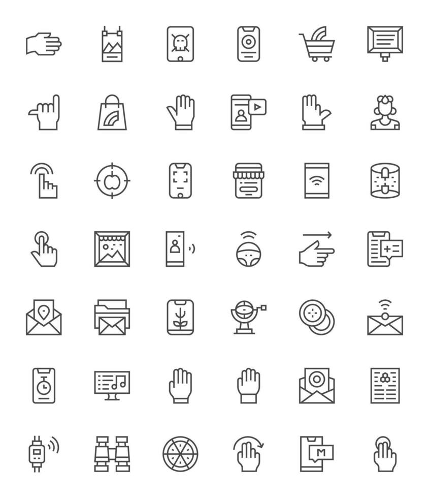 42 App Pixel Aligned Icons in High Resolution Regular Line Aesthetic vector