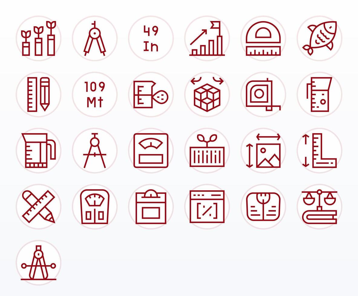 25 64x64 Icons for Scale in Editable Regular Line Format vector