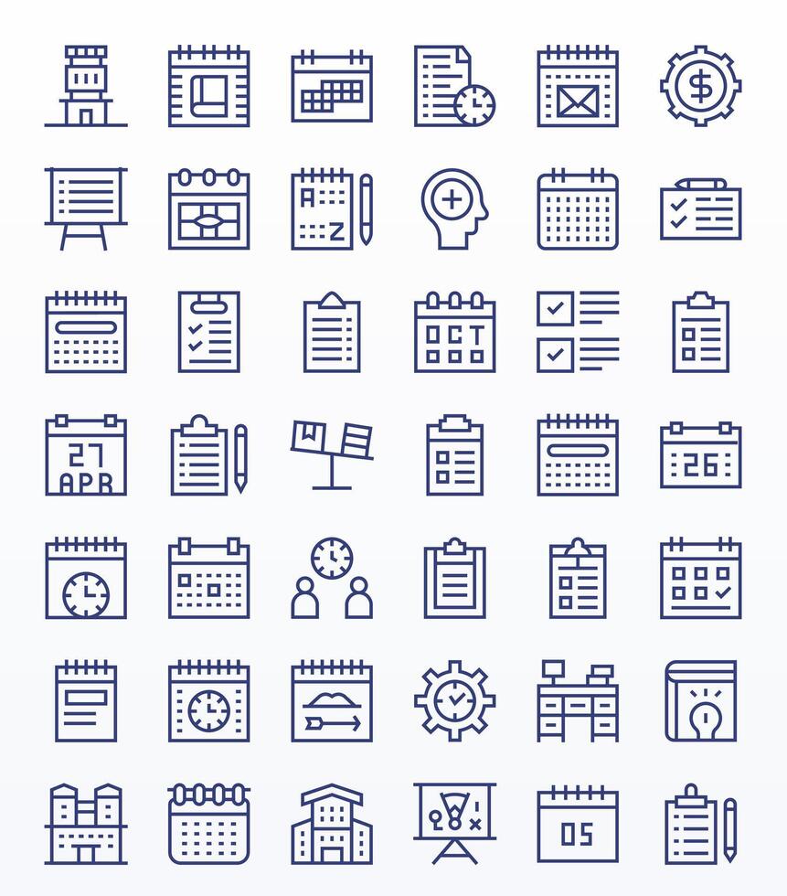 Planning Modern Collection with 42 Regular Line 256x256 Grid Fitted Icons vector