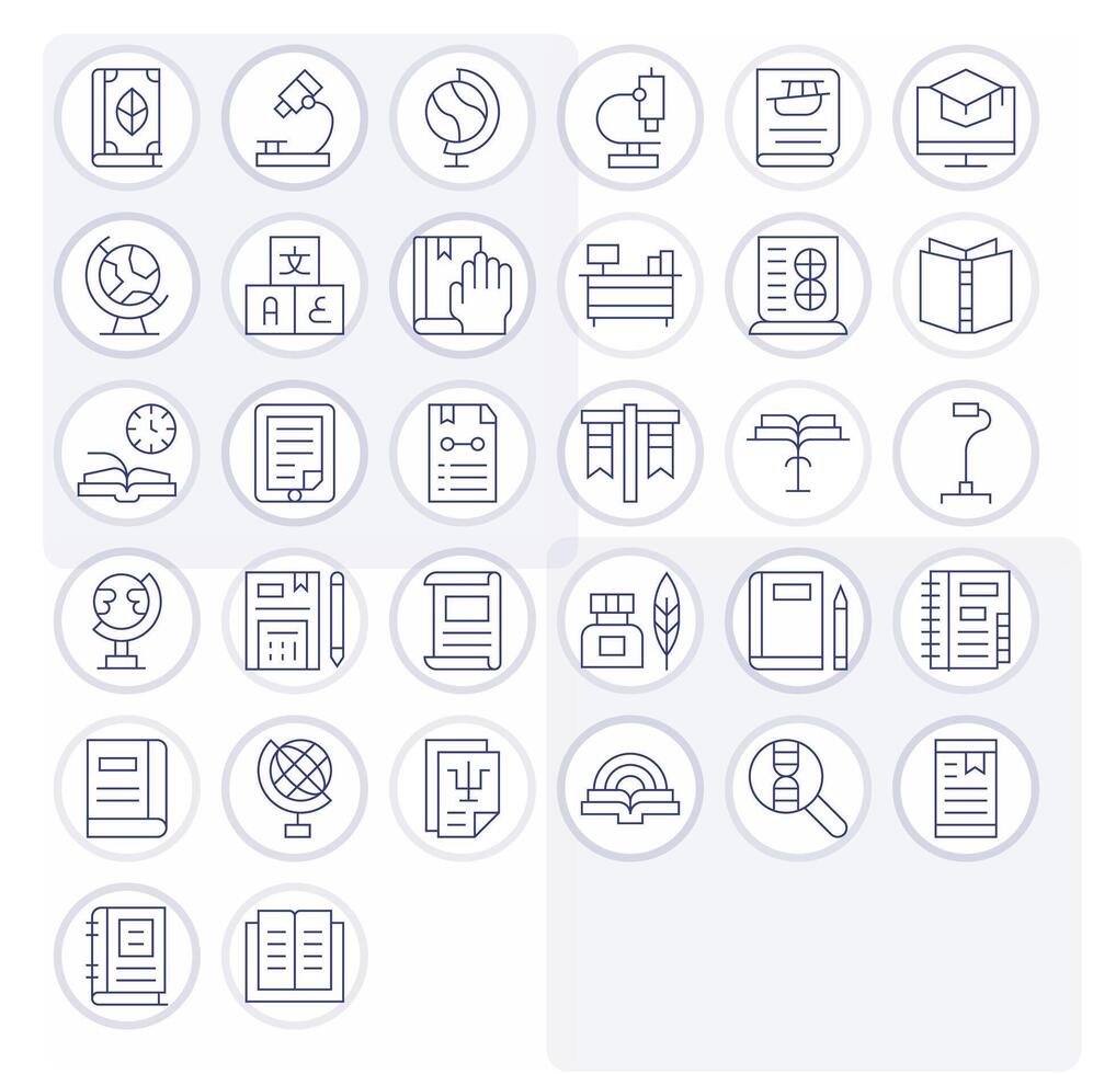 Thin Line Pixel Optimized Icons from Study Set with 32 Retina Ready Icons vector