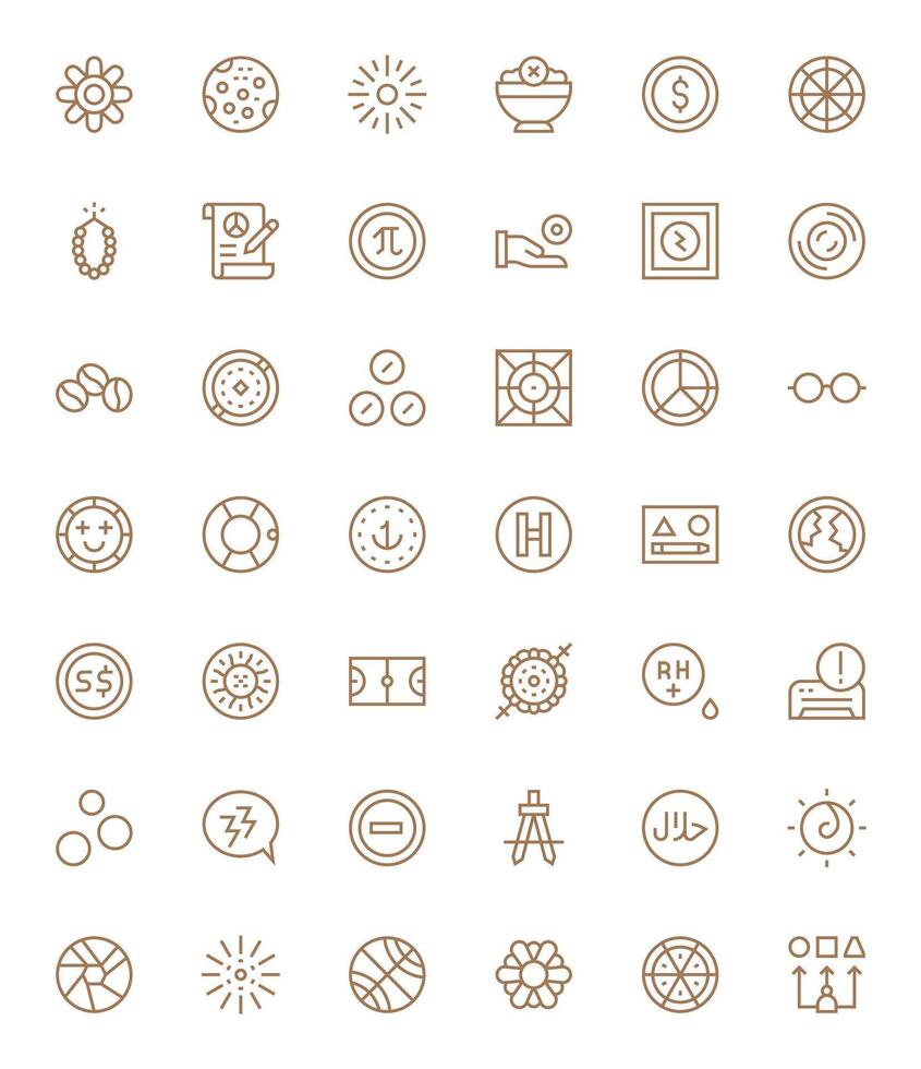 Circle Scalable Set featuring 42 Grid Fitted Regular Line High Resolution Icons vector