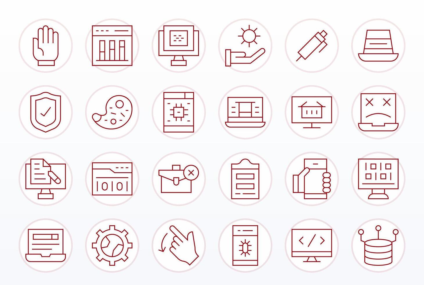 24 Thin Line Icons from Application in High Resolution Editable Quality vector