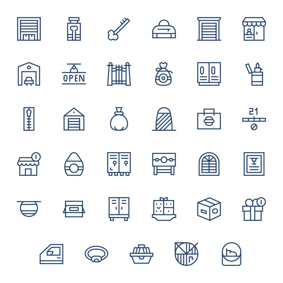 35 High Resolution Icons for Closed in Pixel Optimized Regular Line Format vector