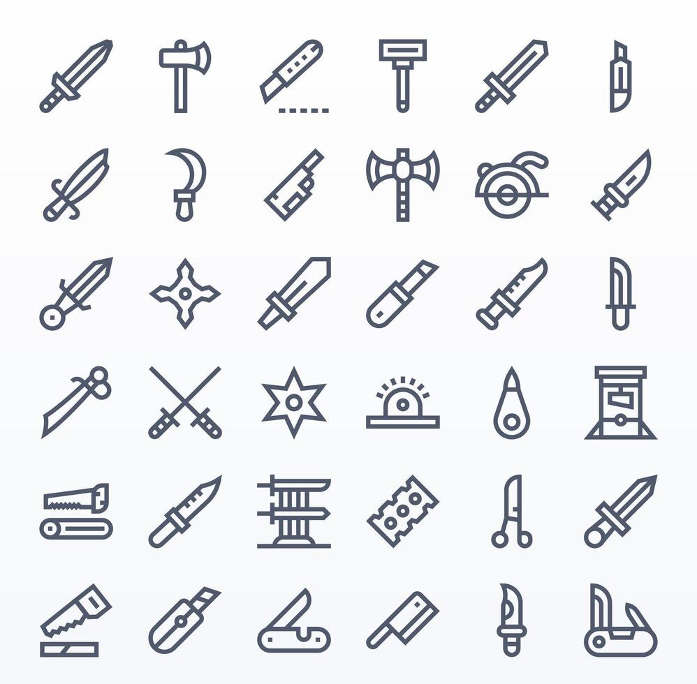 36 Bold Line Pixel Aligned Icons crafted for Blade High Resolution applications vector