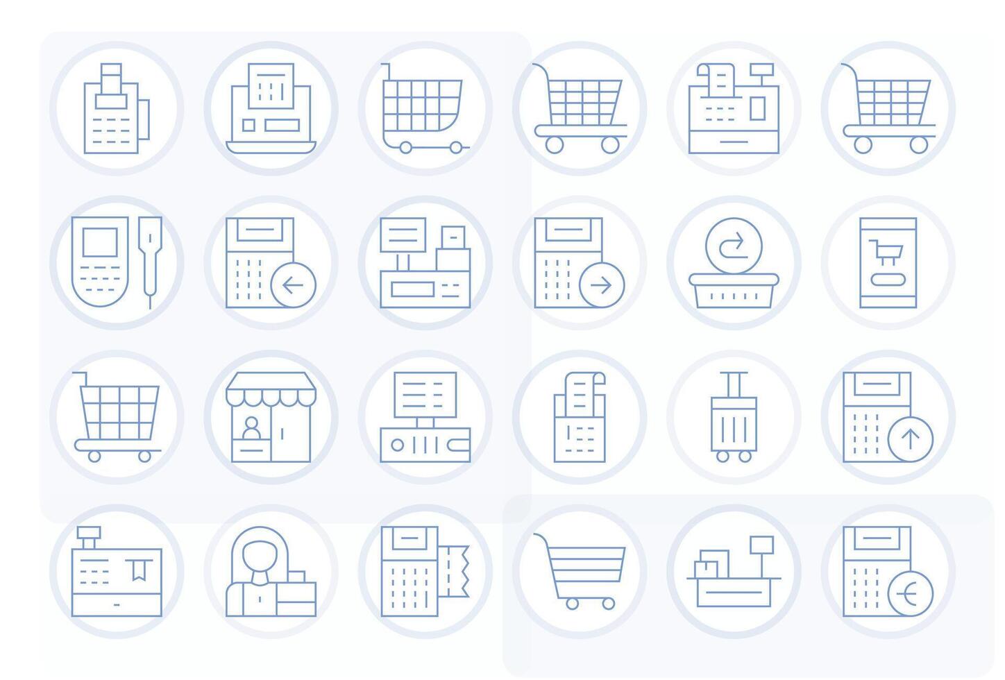24 Thin Line Detail Enhanced Icons crafted for Checkout 128x128 applications vector