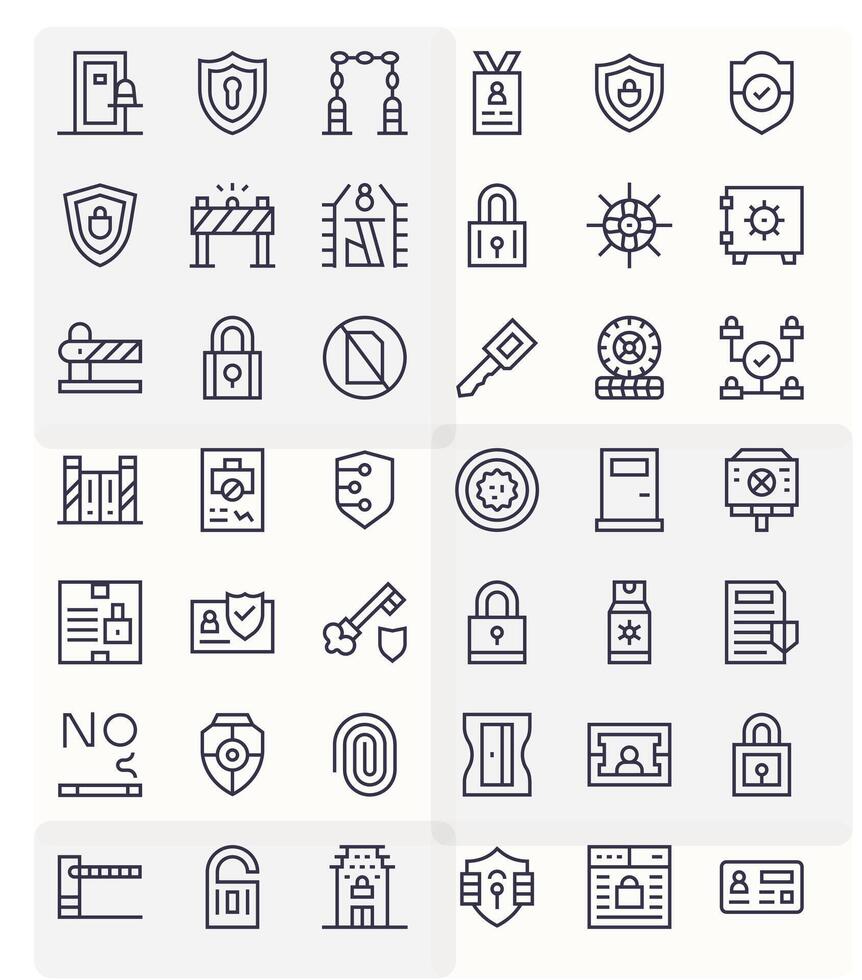 Access Control Detail Enhanced Set with 42 256x256 Regular Line Icons vector