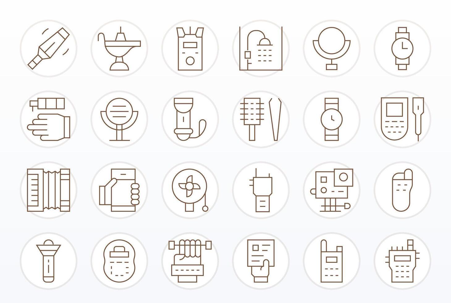 Handheld Essential Set including 24 Editable Thin Line High Resolution Icons vector