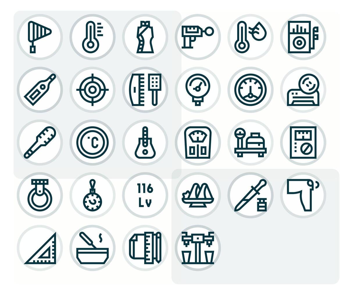 28 256x256 Bold Line Icons optimized for Measurement Editable display vector