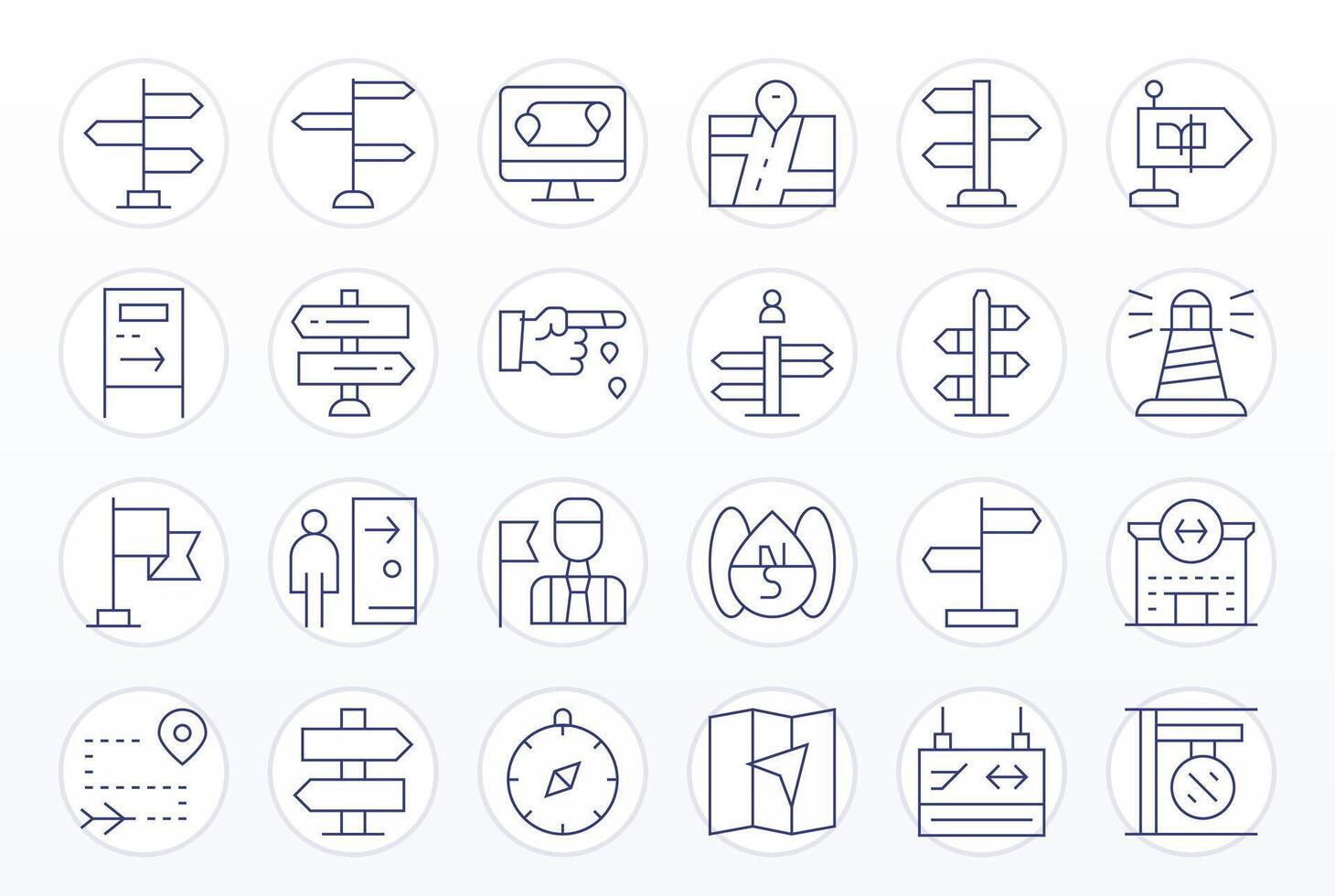 24 256x256 Icons for Wayfinding in Editable Thin Line Format vector