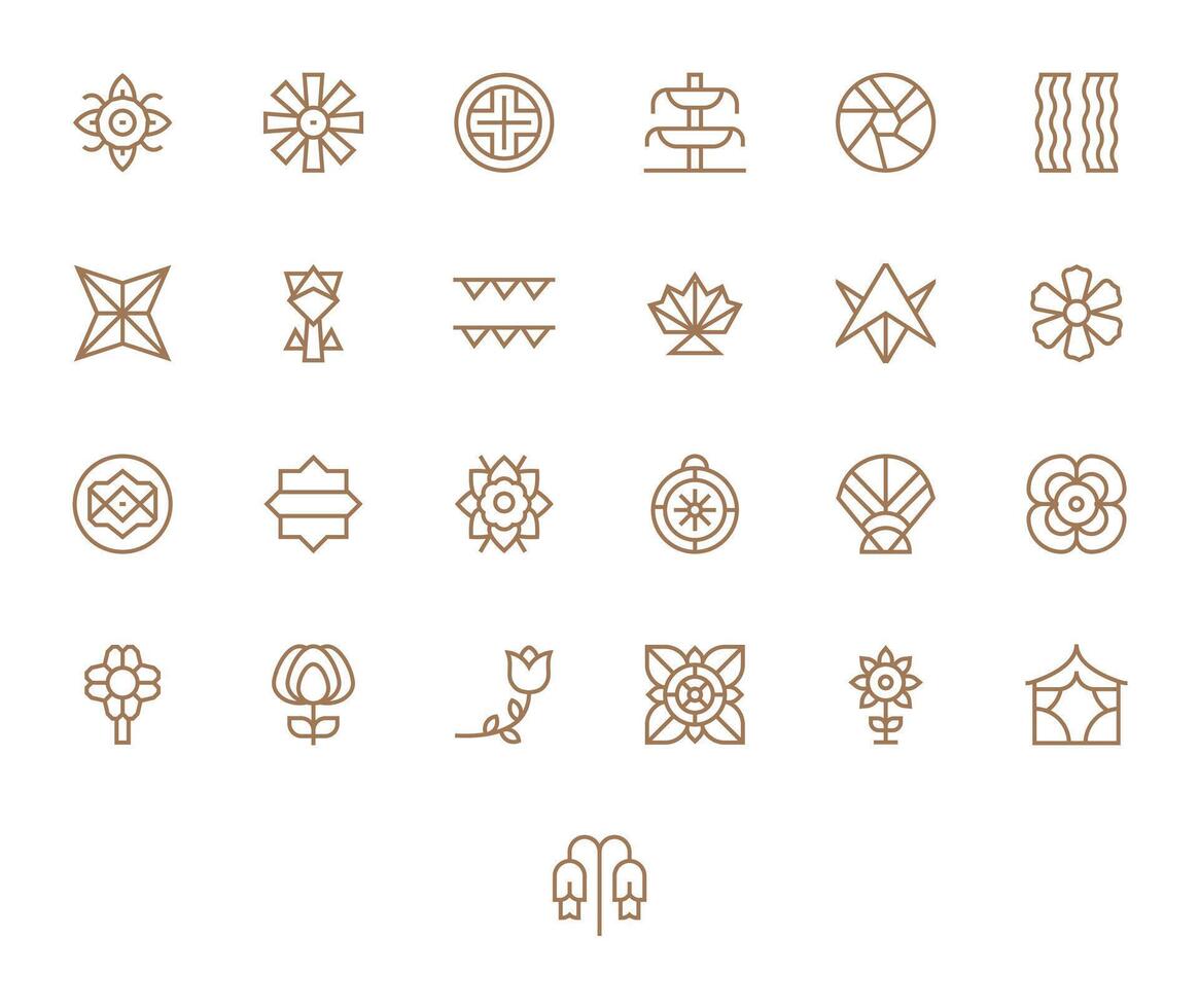 Decorative Element Icon Repository containing 25 Regular Line 64x64 PIXEL Perfect graphics vector