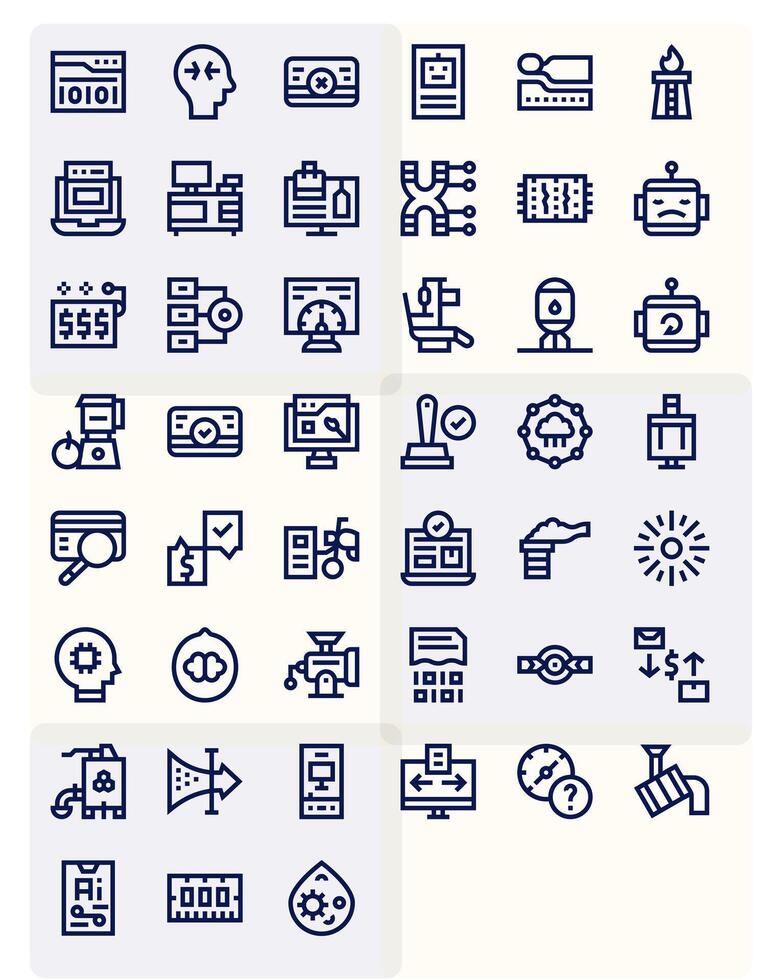 45 Pixel Optimized Bold Line Icons designed for Processing Interface vector