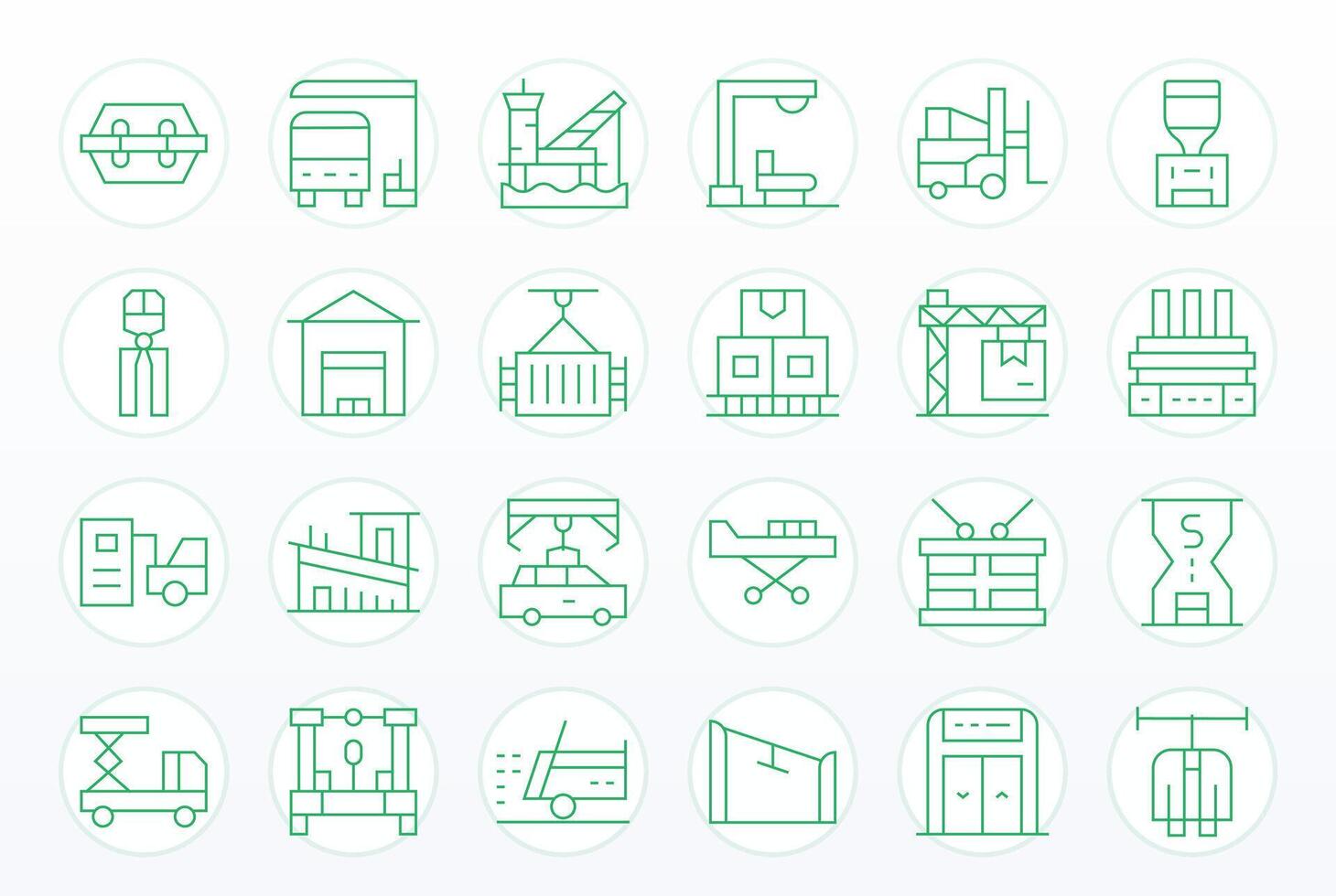 Unloading featuring 24 128x128 Icons in Thin Line Design vector