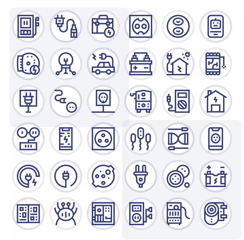 36 Icons for Power Supply optimized in Pixel Optimized 64x64 Bold Line resolution vector
