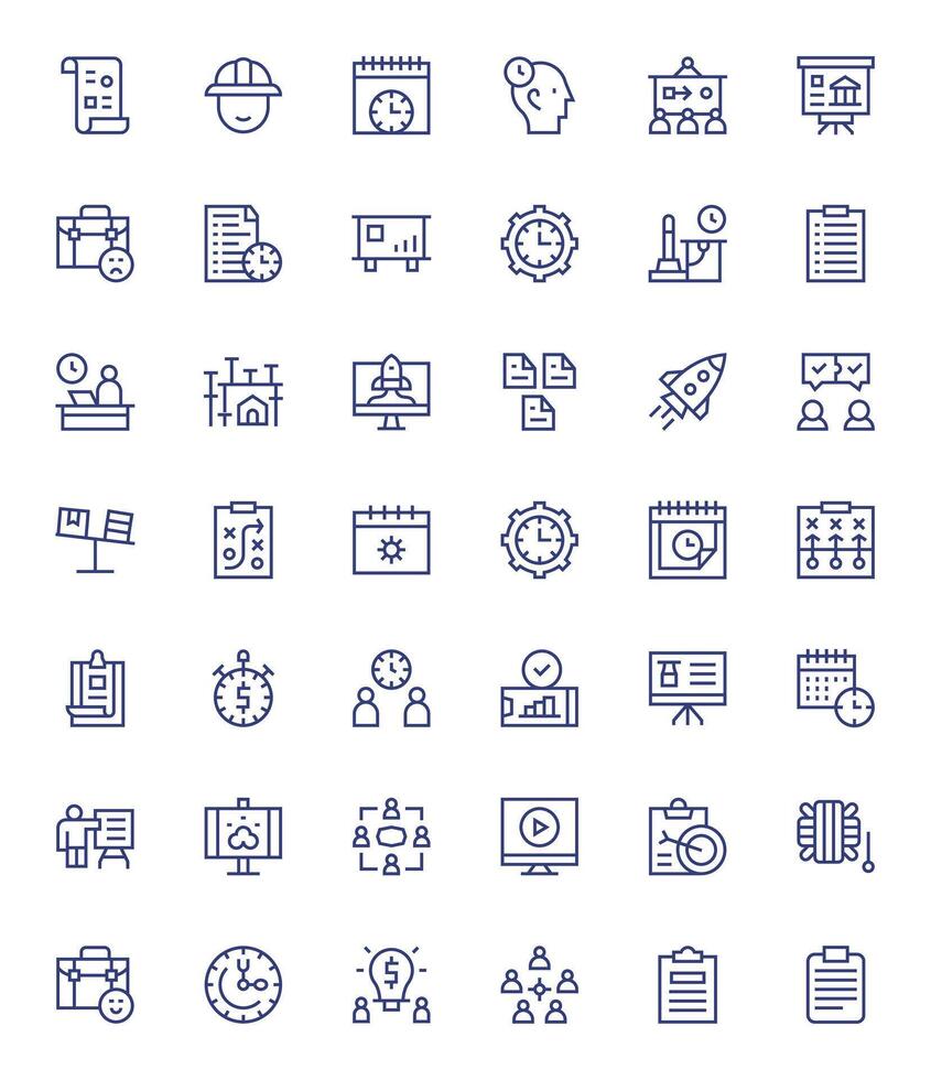 42 Retina Ready Regular Line Grid Fitted Icons for Project Projects vector